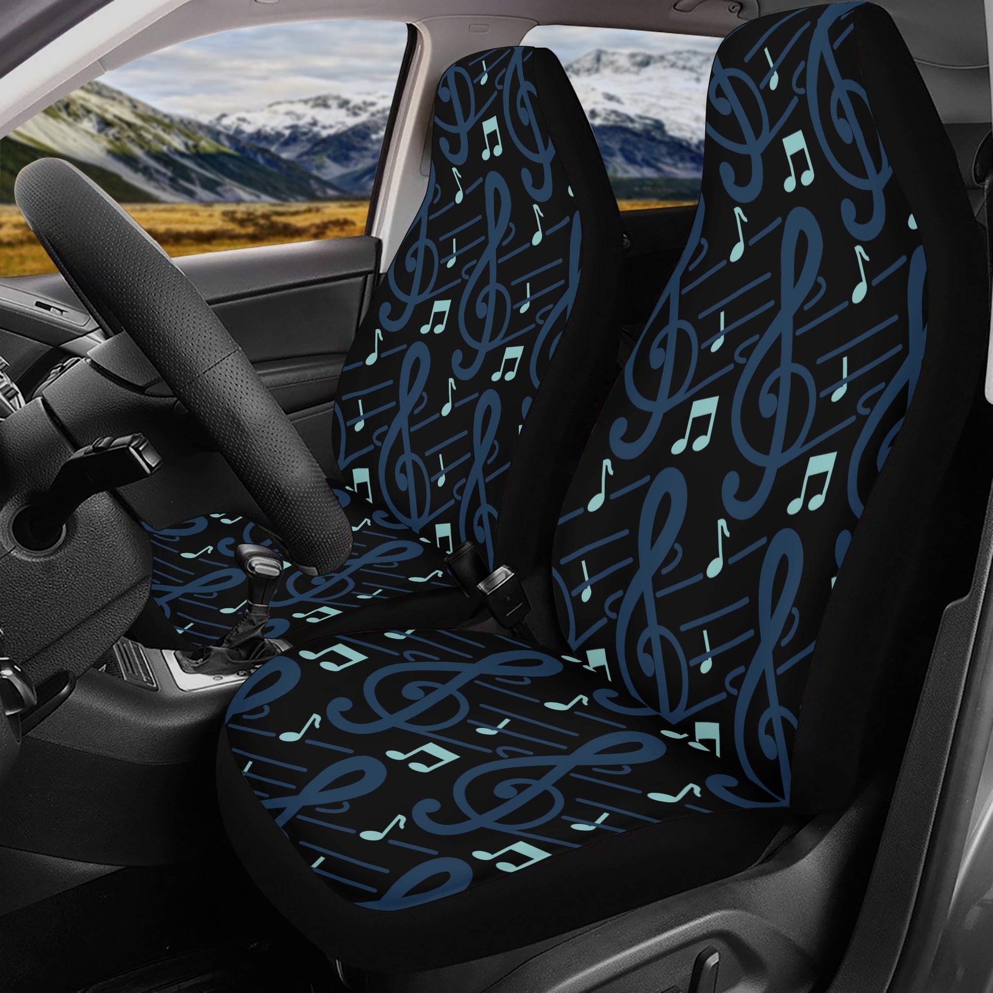 Musical Black Car Seat Cover Set - Misfit Marketing Design Studios