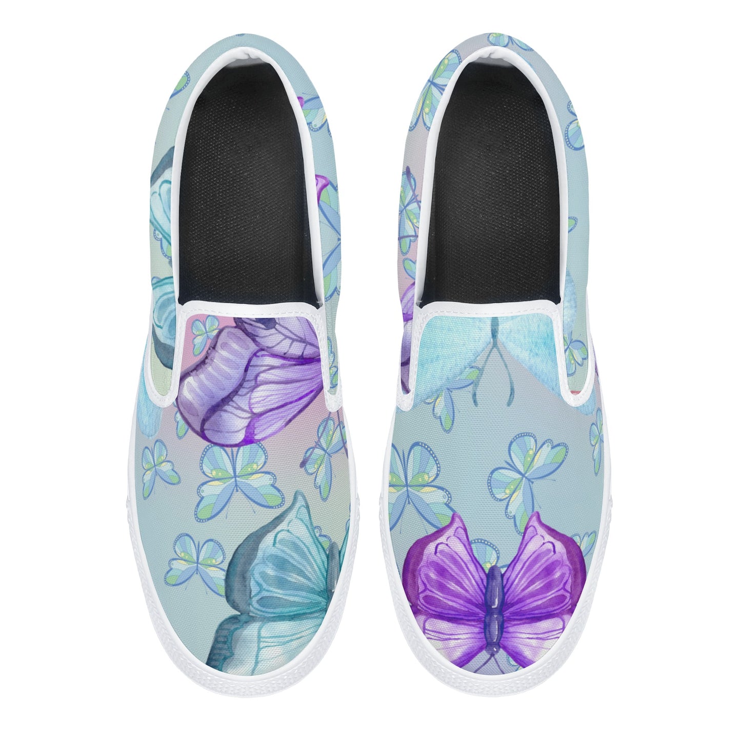 Womens Pastel Butterflies Slip On Shoes - Misfit Marketing Design Studios