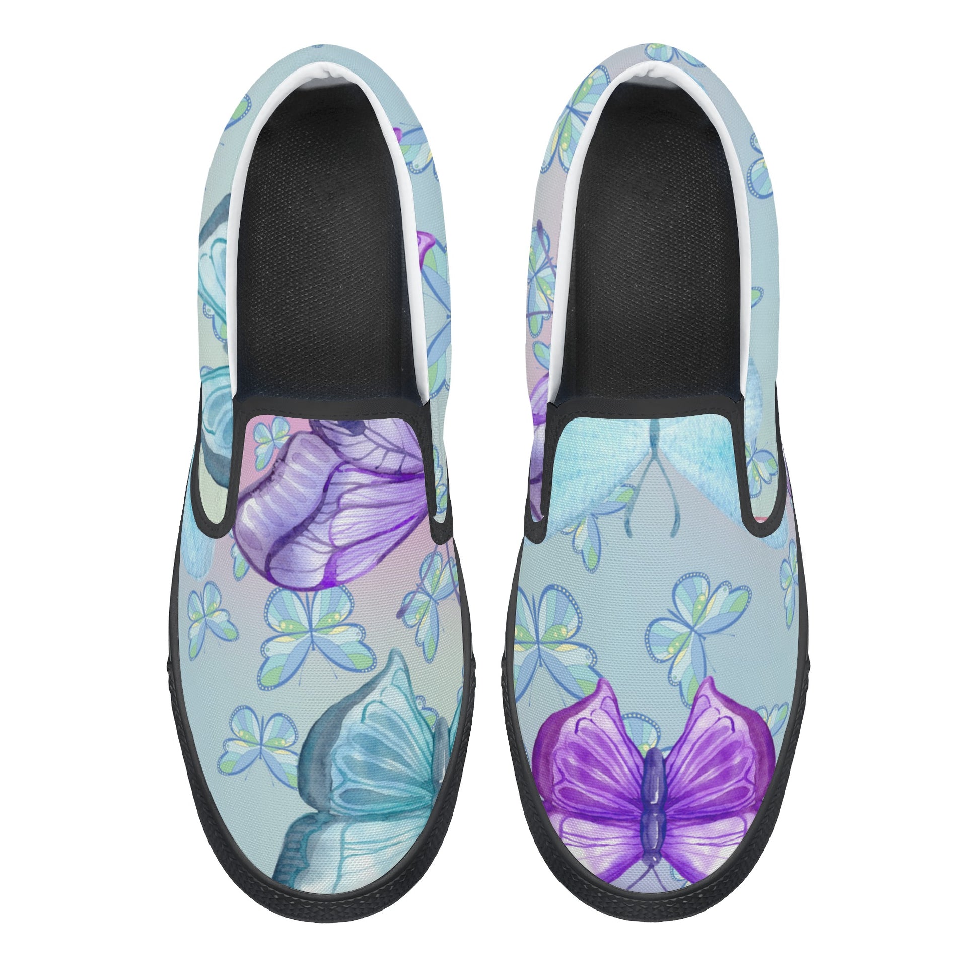 Womens Pastel Butterflies Slip On Shoes - Misfit Marketing Design Studios