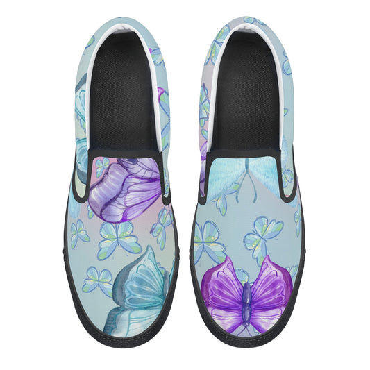 Womens Pastel Butterflies Slip On Shoes - Misfit Marketing Design Studios