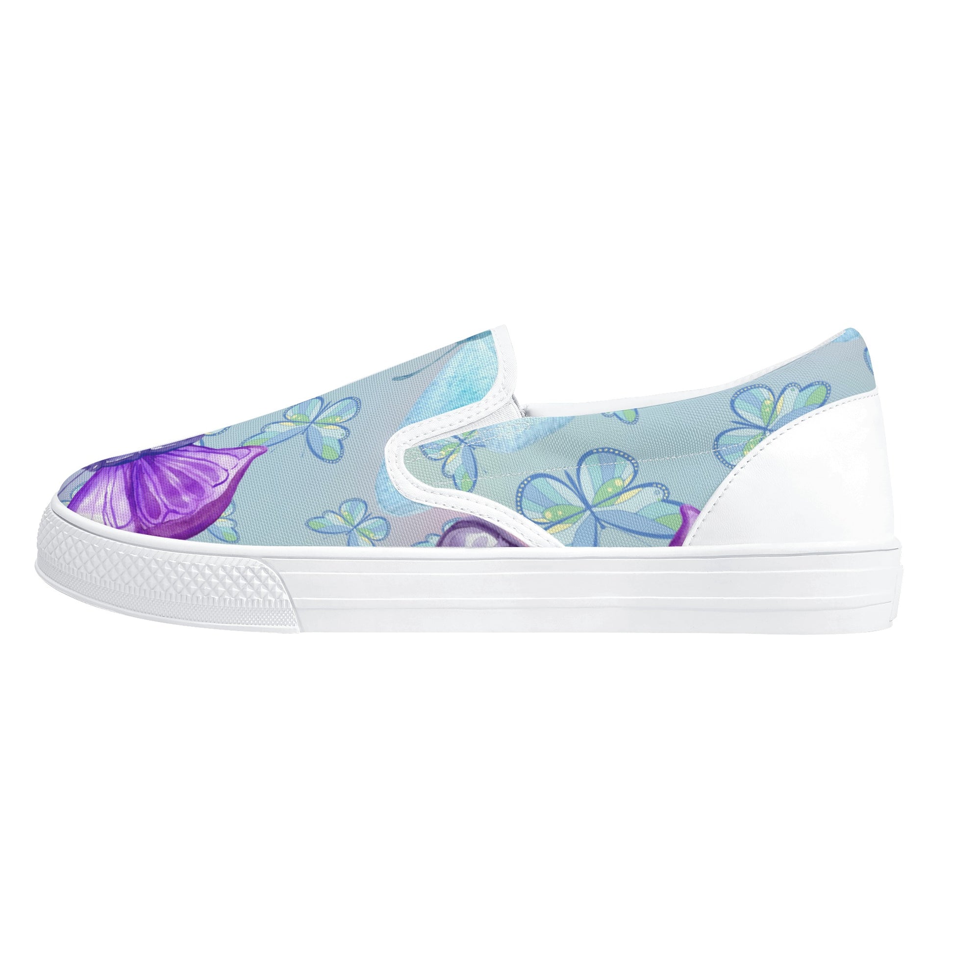 Womens Pastel Butterflies Slip On Shoes - Misfit Marketing Design Studios