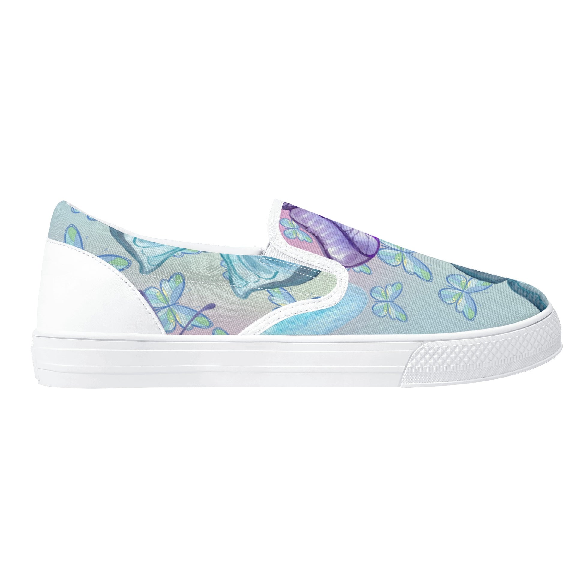 Womens Pastel Butterflies Slip On Shoes - Misfit Marketing Design Studios