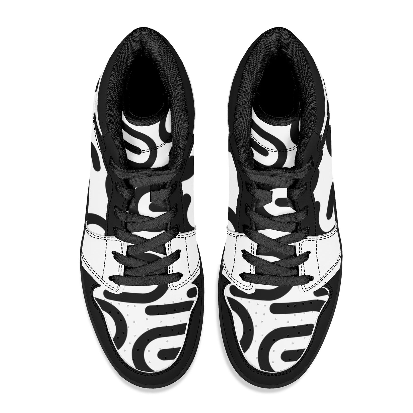 Men's Black and White High Top Leather Sneakers - Misfit Marketing Design Studios