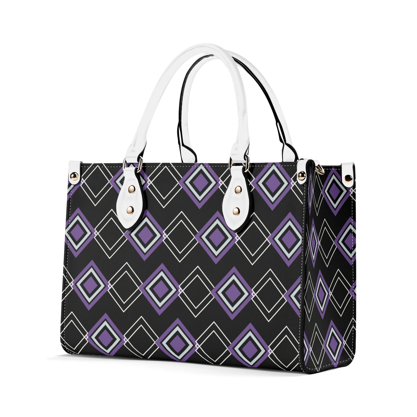 Royal Purple Art Deco Leather Handbag - Luxury and Elegance in One - Misfit Marketing Design Studios