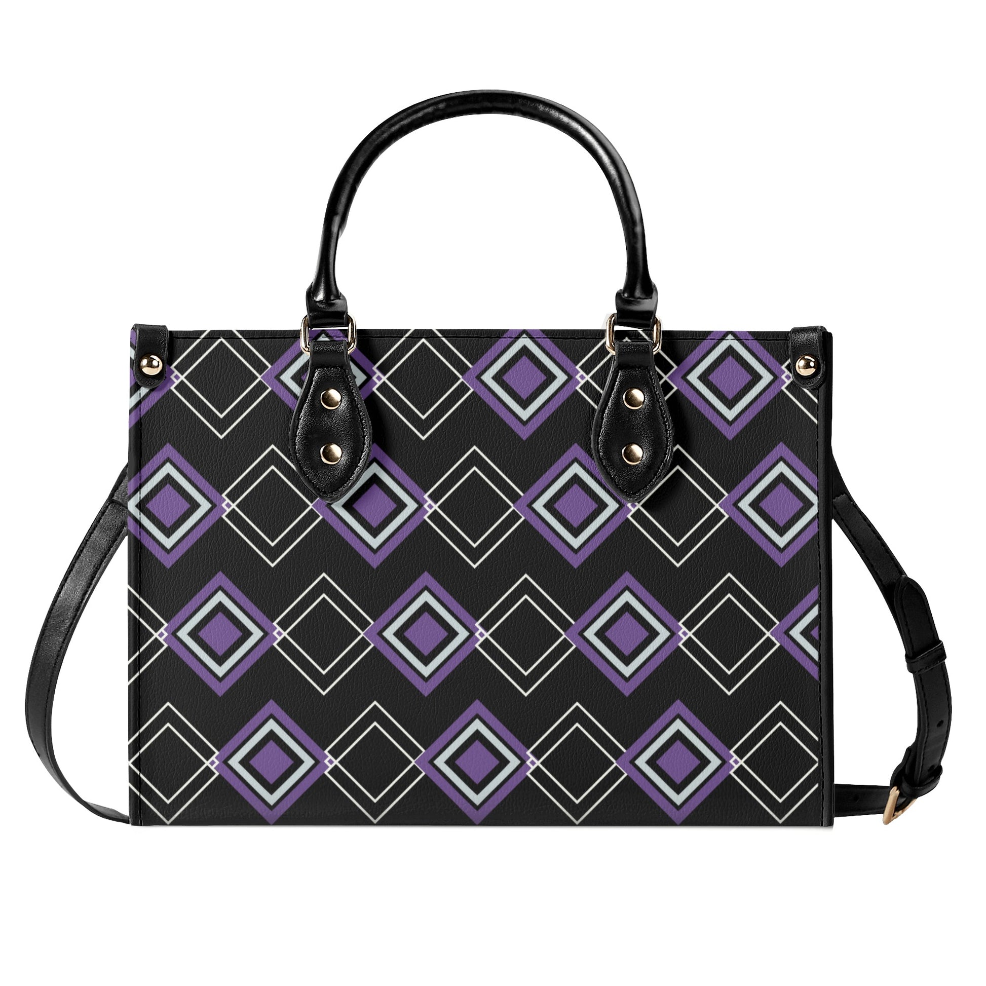 Royal Purple Art Deco Leather Handbag - Luxury and Elegance in One - Misfit Marketing Design Studios