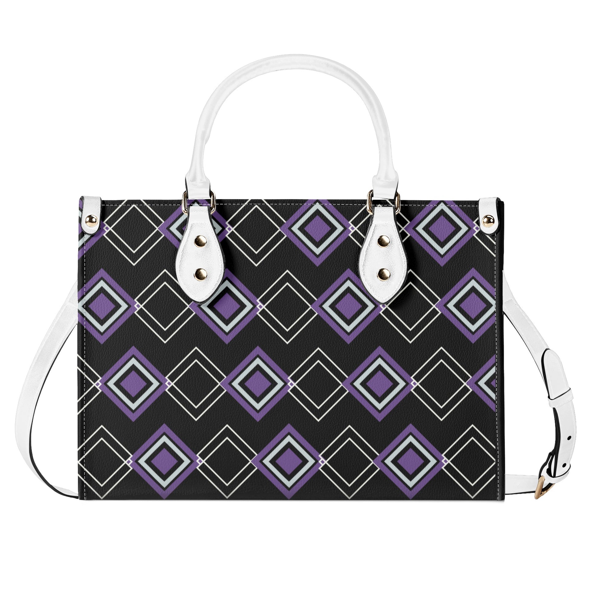 Royal Purple Art Deco Leather Handbag - Luxury and Elegance in One - Misfit Marketing Design Studios