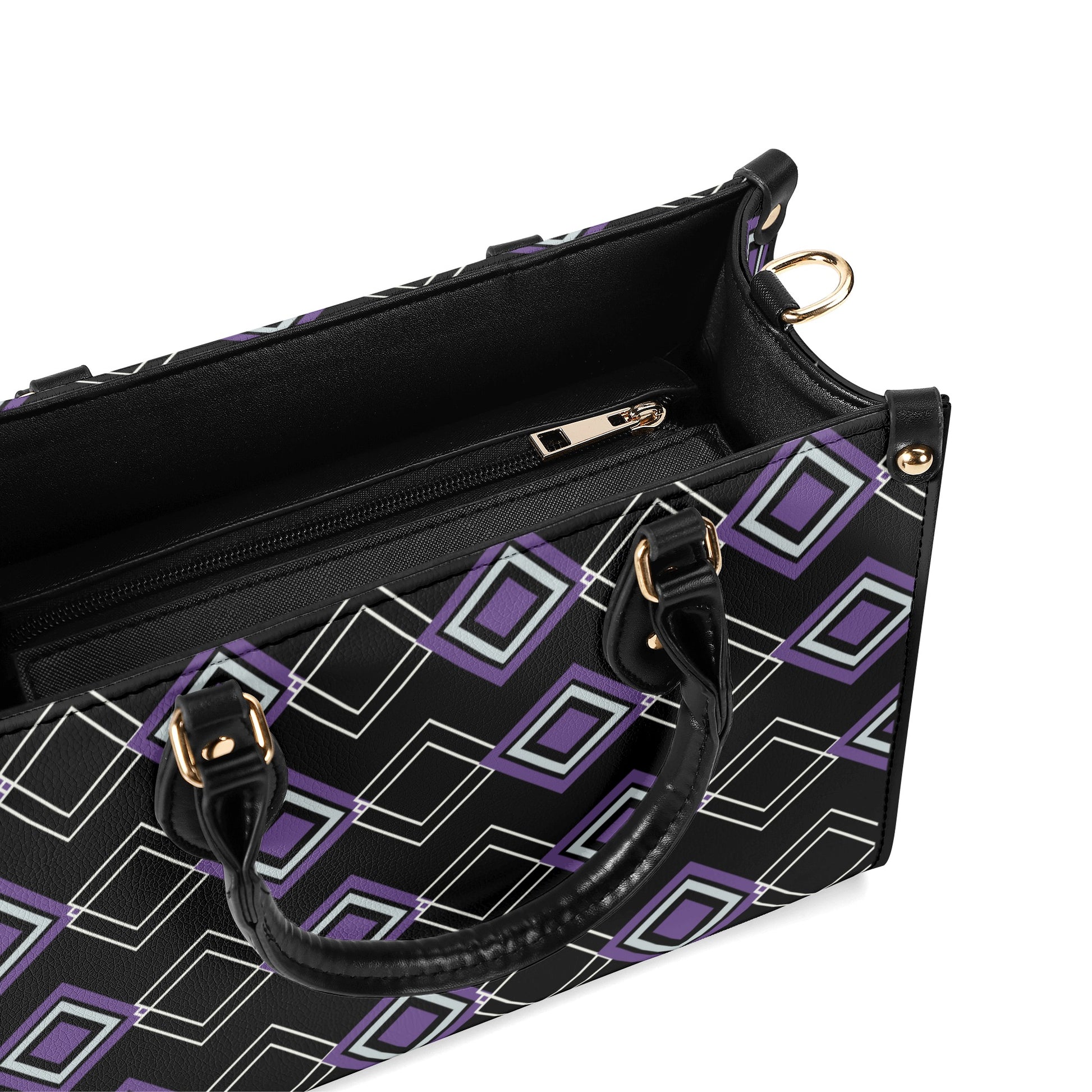 Royal Purple Art Deco Leather Handbag - Luxury and Elegance in One - Misfit Marketing Design Studios