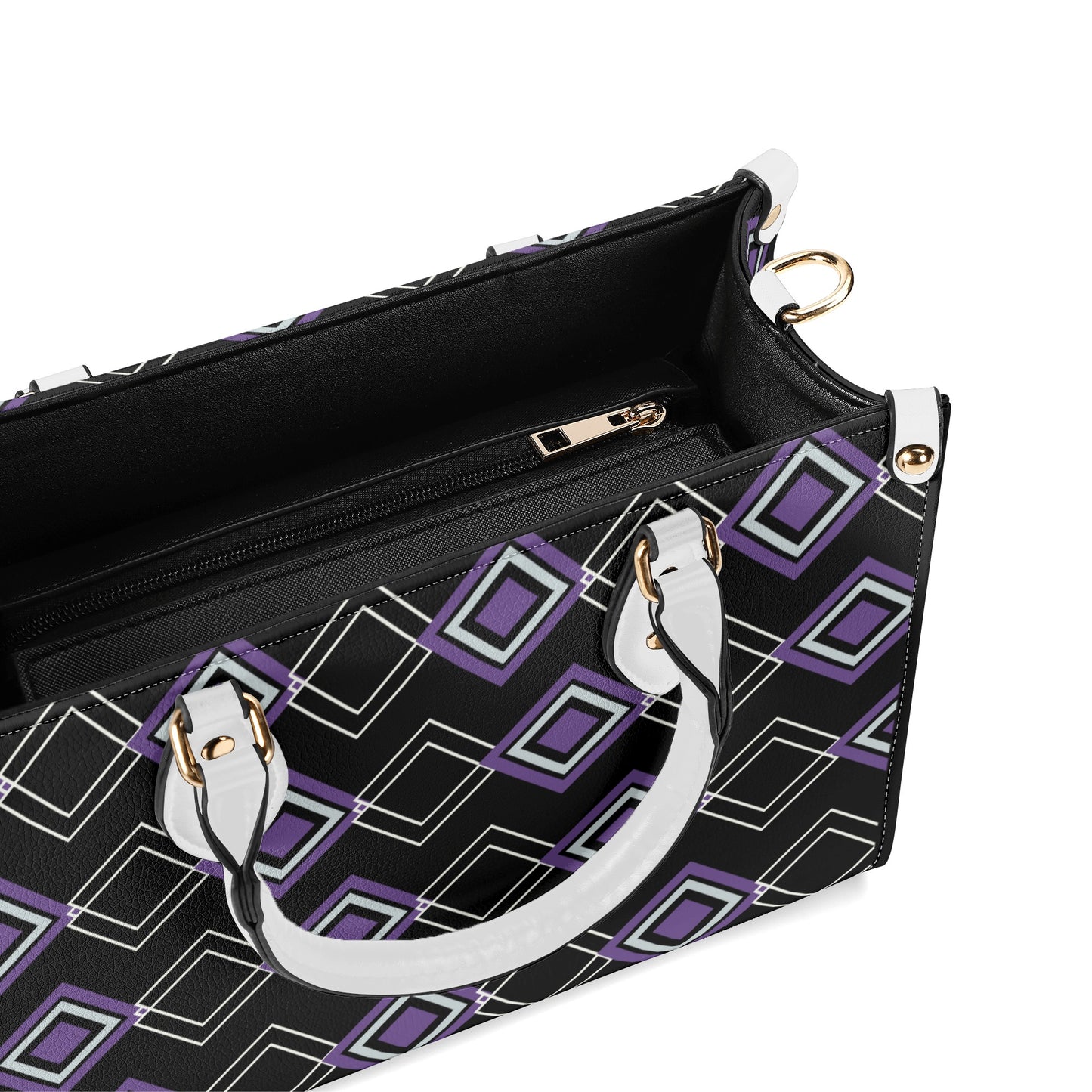 Royal Purple Art Deco Leather Handbag - Luxury and Elegance in One - Misfit Marketing Design Studios