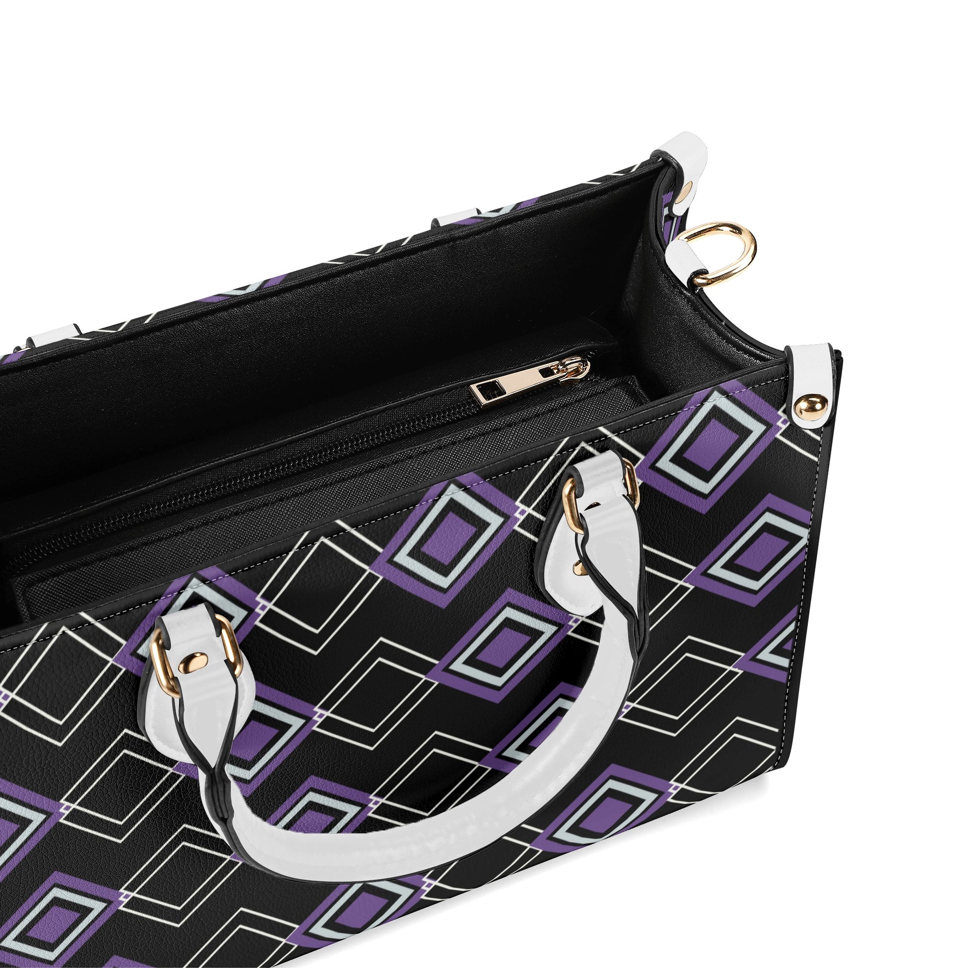 Royal Purple Art Deco Leather Handbag - Luxury and Elegance in One - Misfit Marketing Design Studios