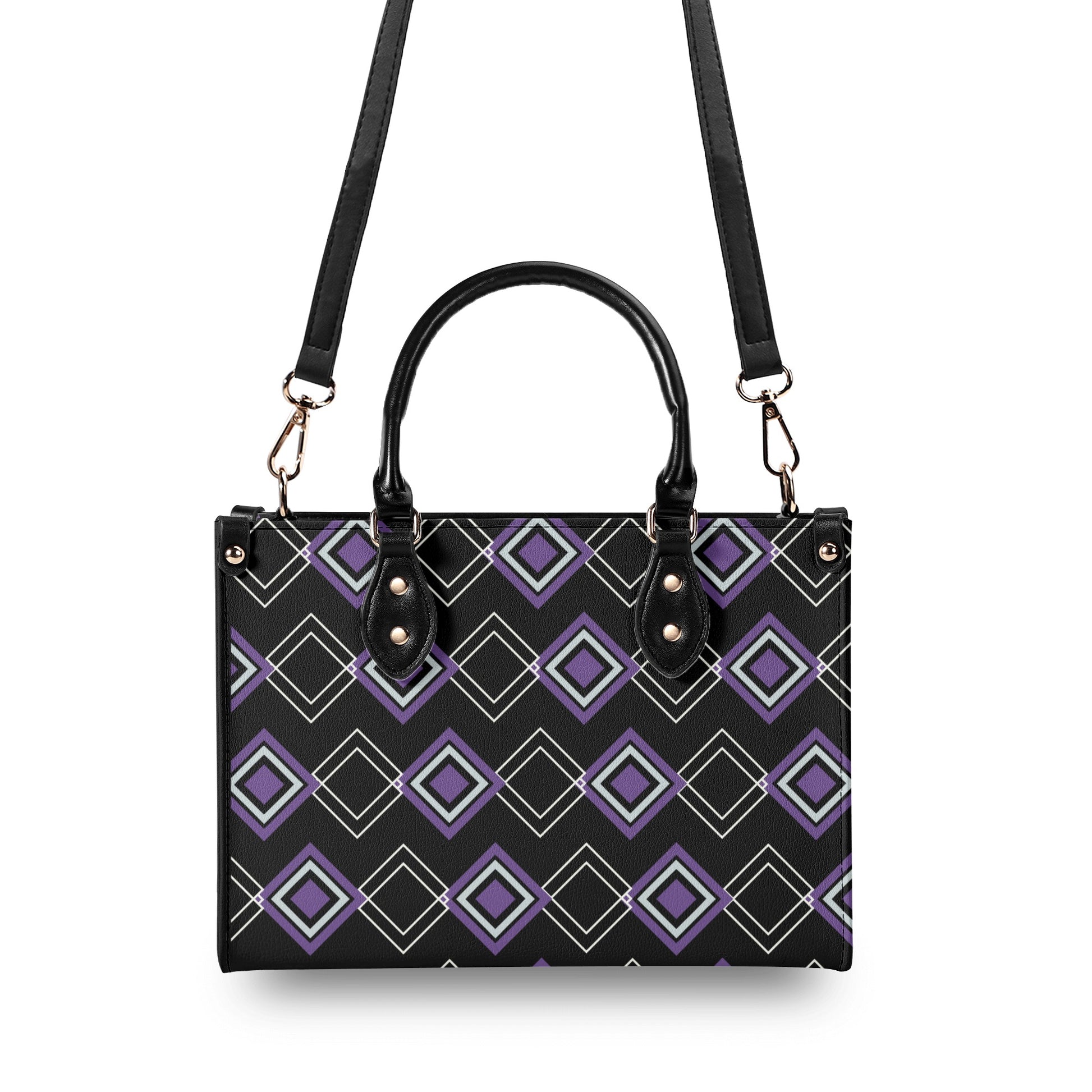 Royal Purple Art Deco Leather Handbag - Luxury and Elegance in One - Misfit Marketing Design Studios