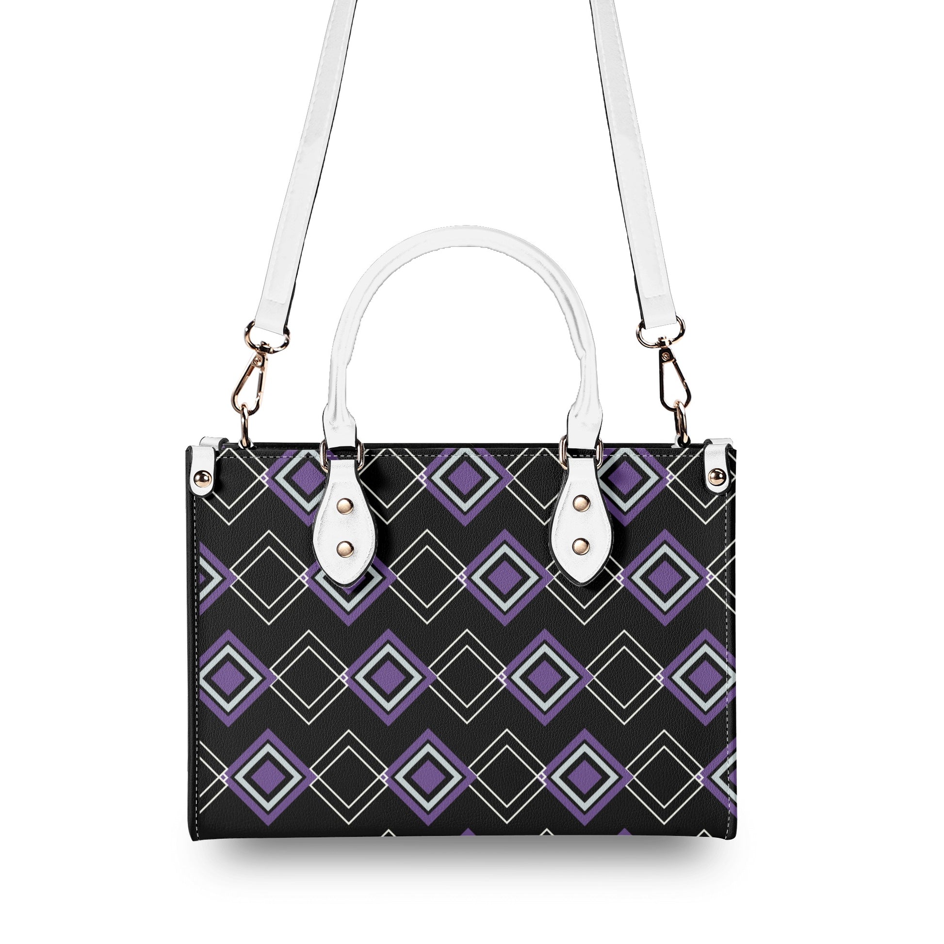 Royal Purple Art Deco Leather Handbag - Luxury and Elegance in One - Misfit Marketing Design Studios