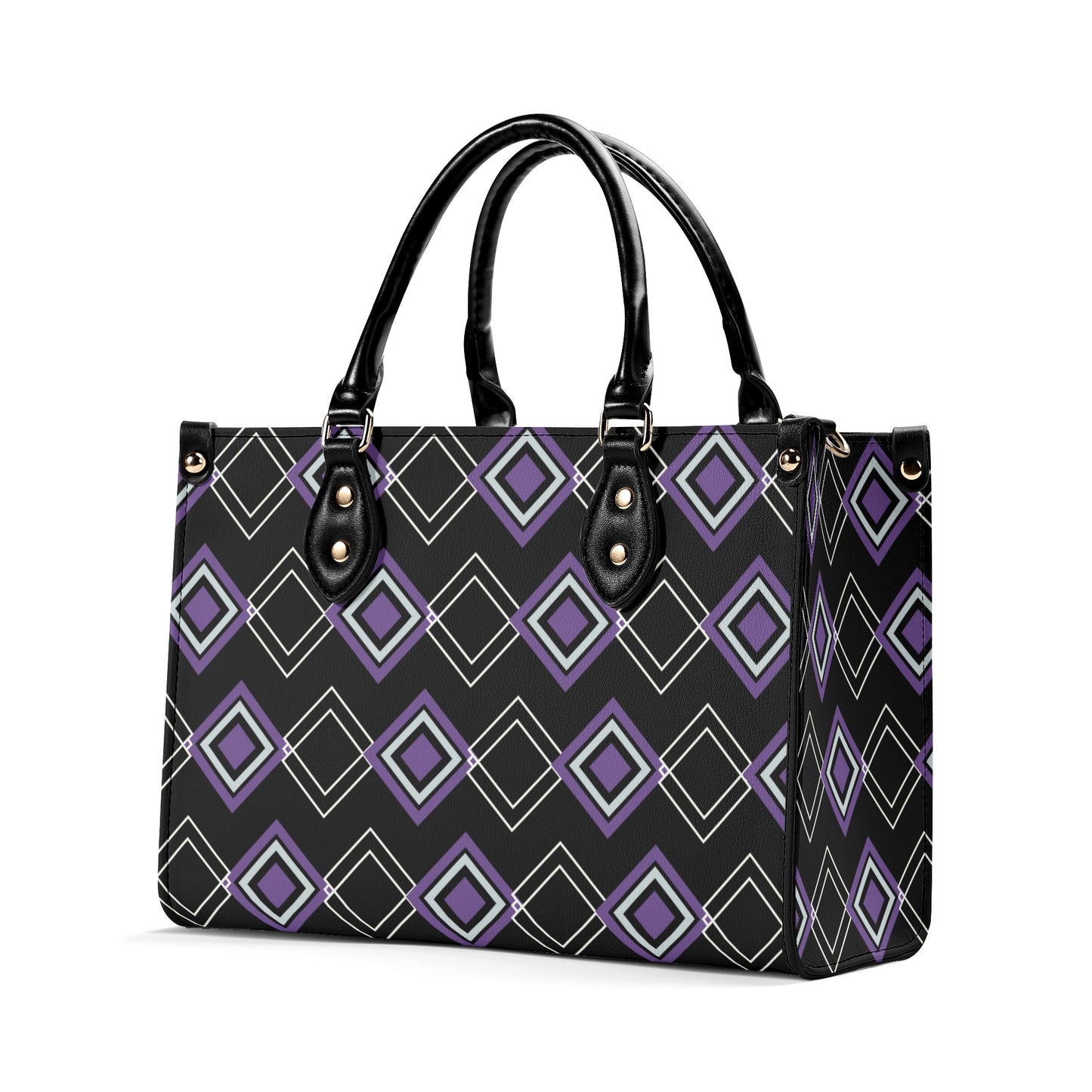 Royal Purple Art Deco Leather Handbag - Luxury and Elegance in One - Misfit Marketing Design Studios