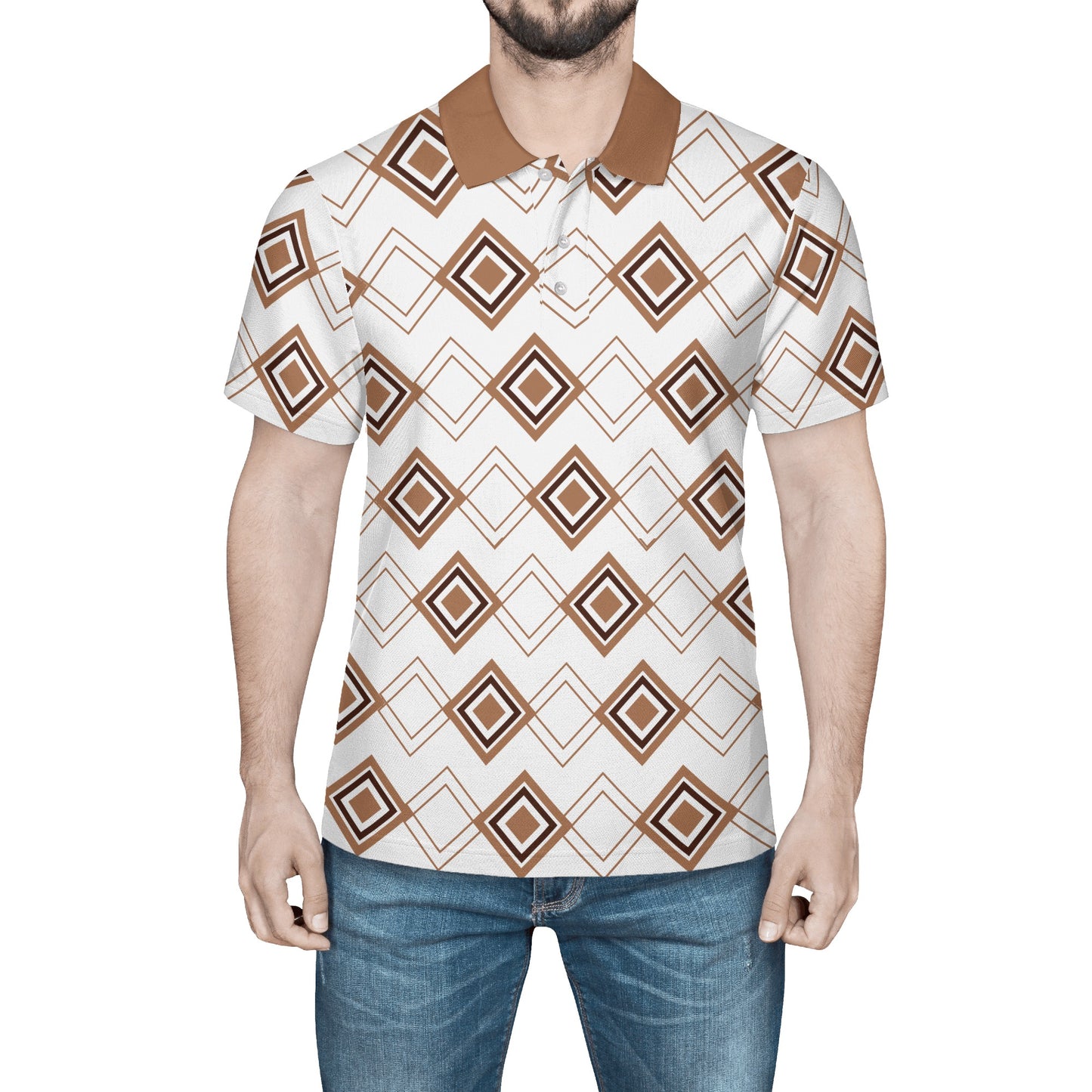 Hickory Art Deco Men's Polo - Stylish and Timeless Design - Misfit Marketing Design Studios