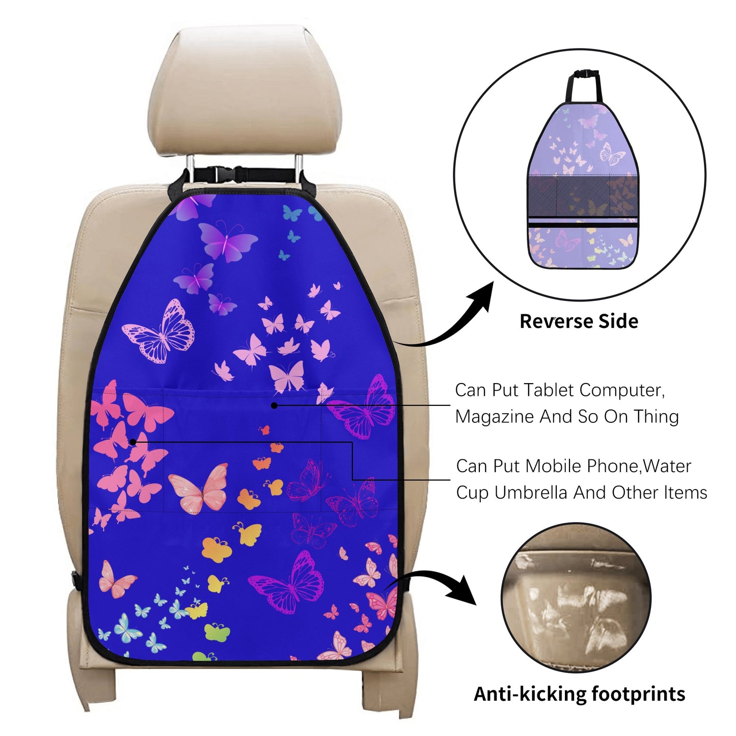 Butterfly Back Seat Organizer - Multi-Pocket for Car Storage - Holds Essentials on the Go - Misfit Marketing Design Studios