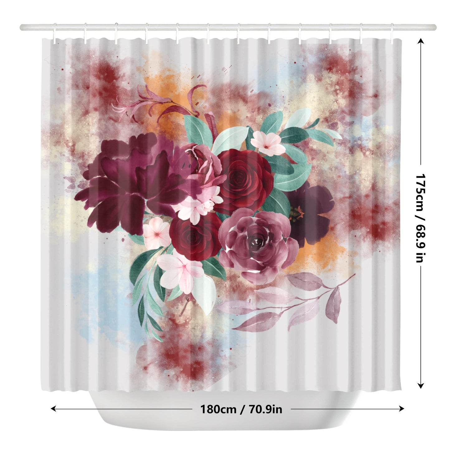 Burgundy Bouquet Shower Curtain - Misfit Marketing Design Studios