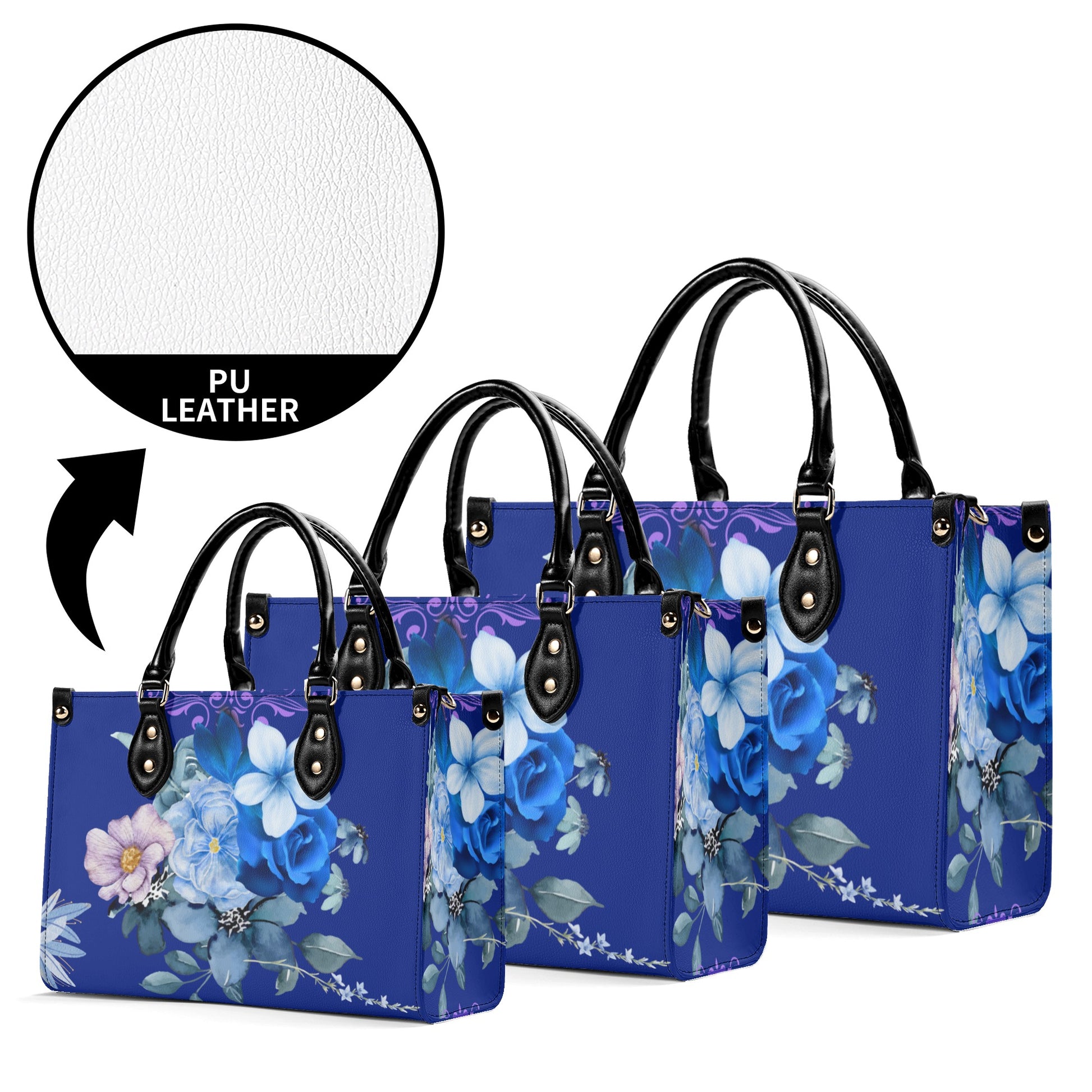 Royal Purple Luxurious Floral Leather Handbag - Elegant and Functional - Misfit Marketing Design Studios