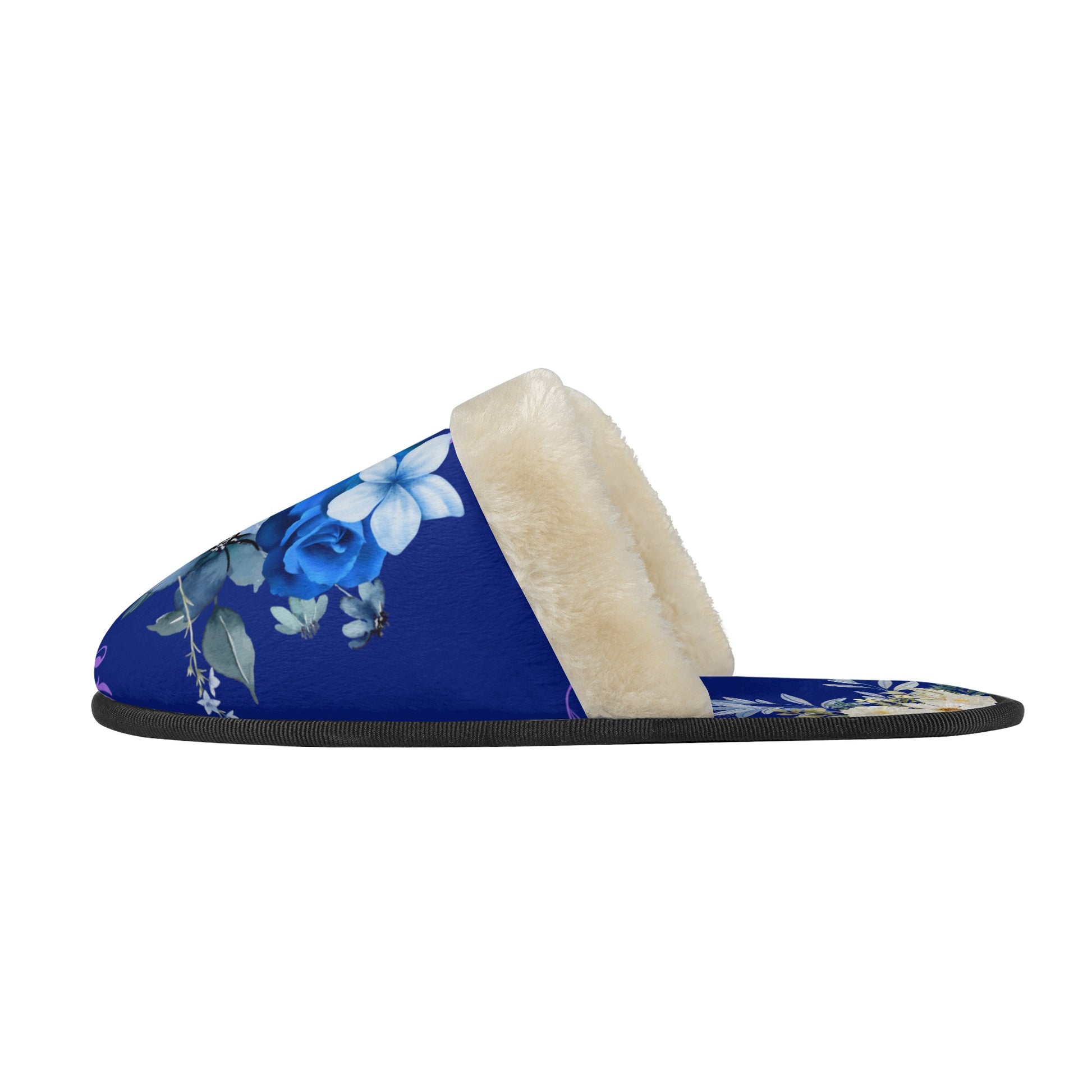 Blue Bouquet Plush Slippers - Warm Lightweight Comfort for Ultimate Relaxation - Misfit Marketing Design Studios