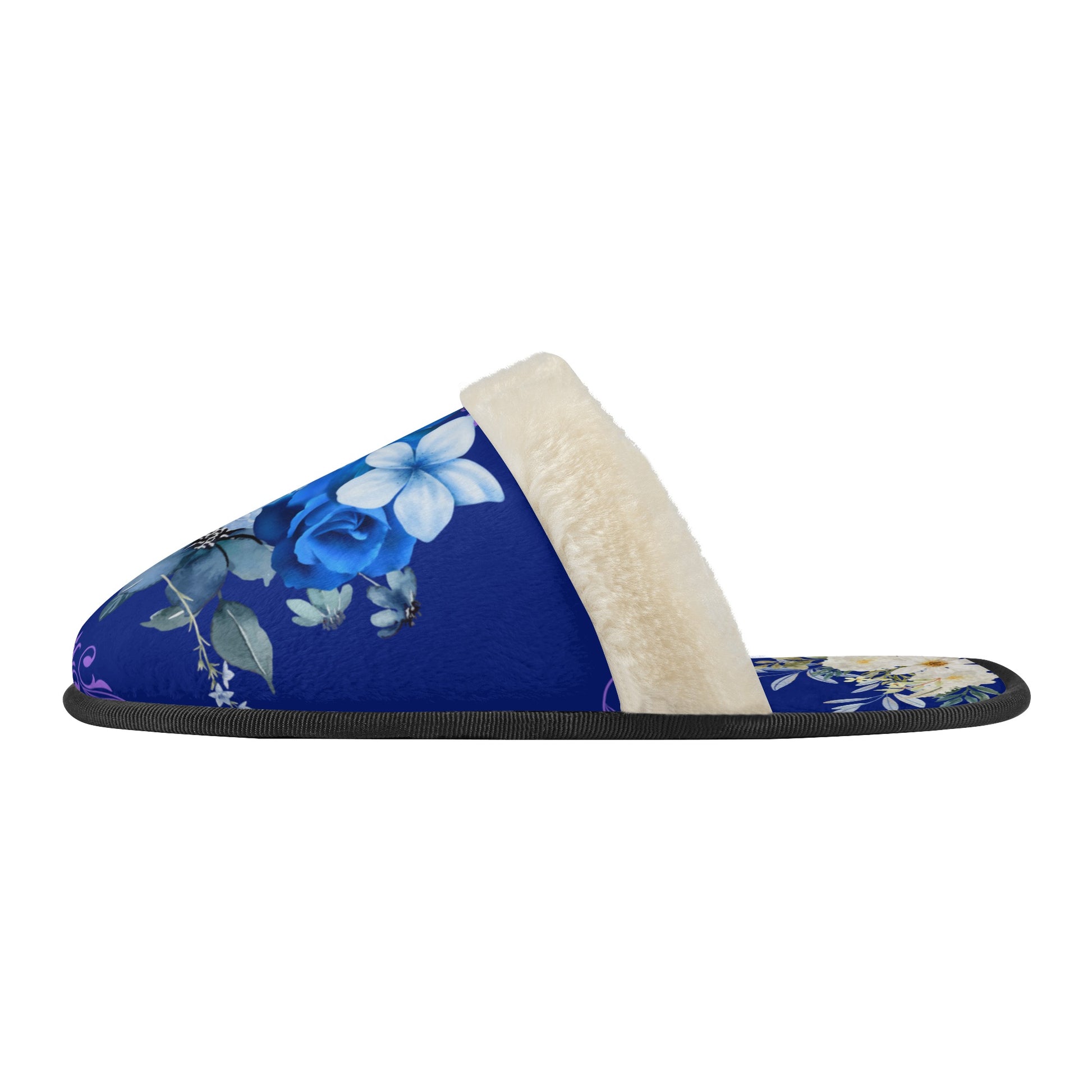 Blue Bouquet Plush Slippers - Warm Lightweight Comfort for Ultimate Relaxation - Misfit Marketing Design Studios