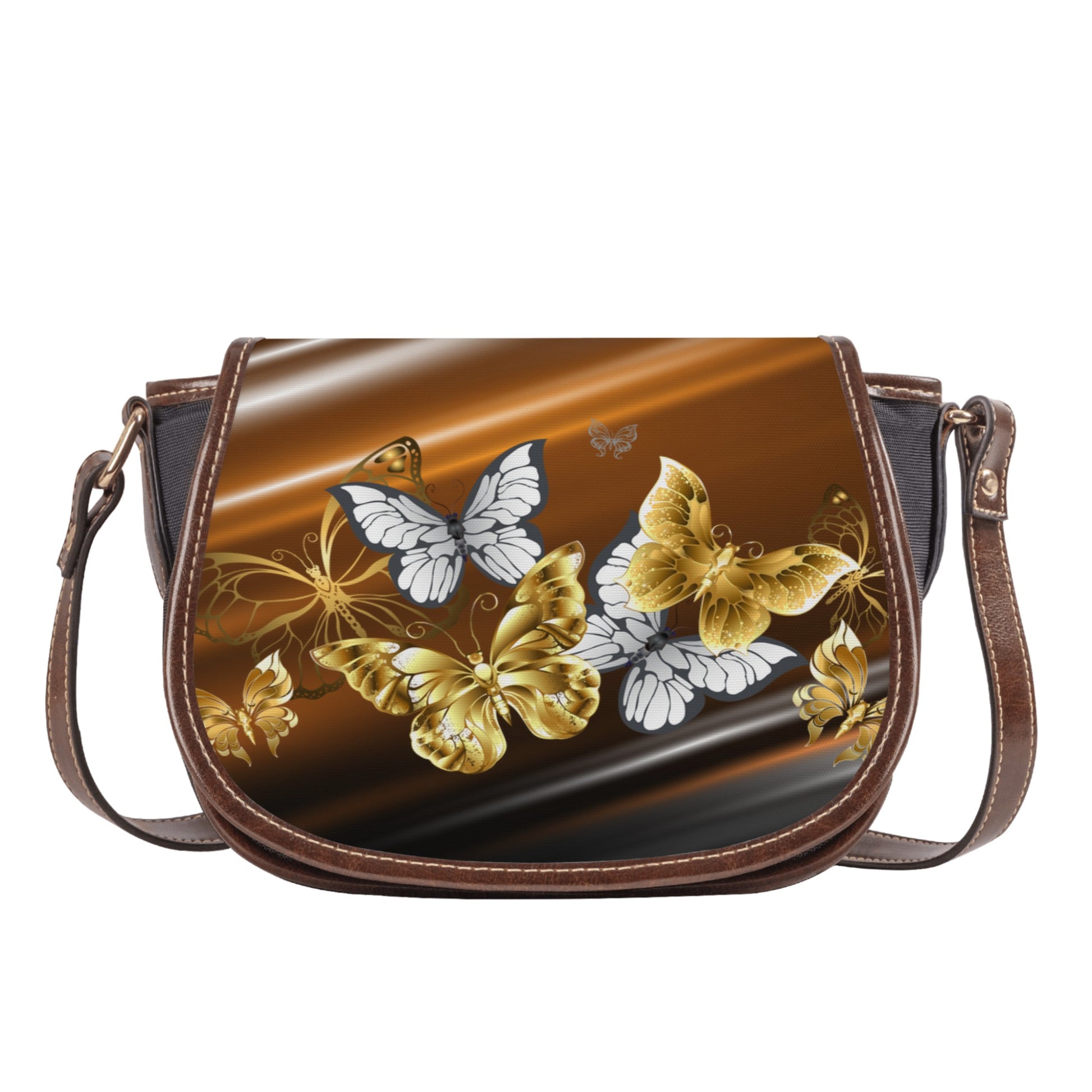 Copper Butterflies Saddle Bag - Handcrafted Stylish and Durable - Misfit Marketing Design Studios