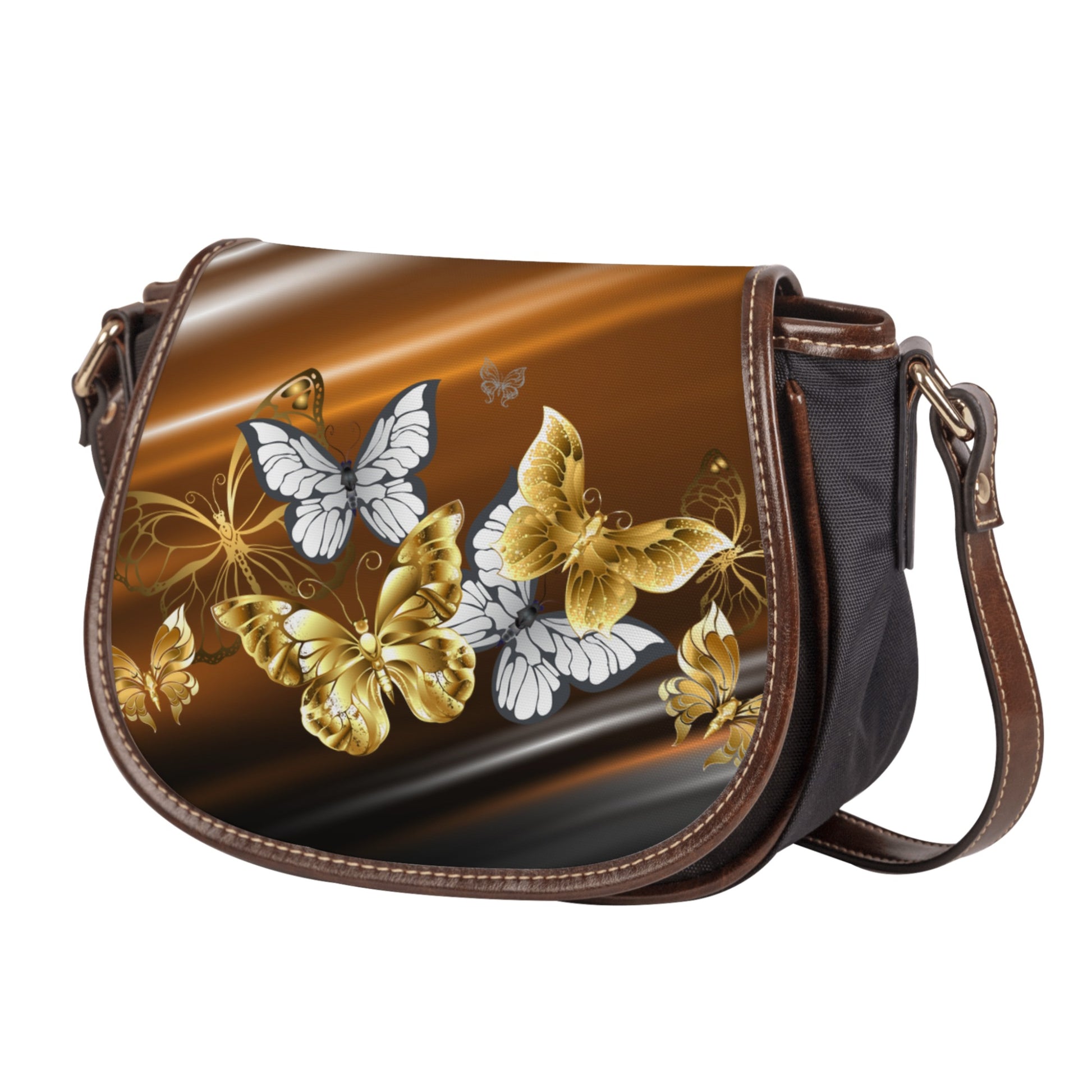 Copper Butterflies Saddle Bag - Handcrafted Stylish and Durable - Misfit Marketing Design Studios