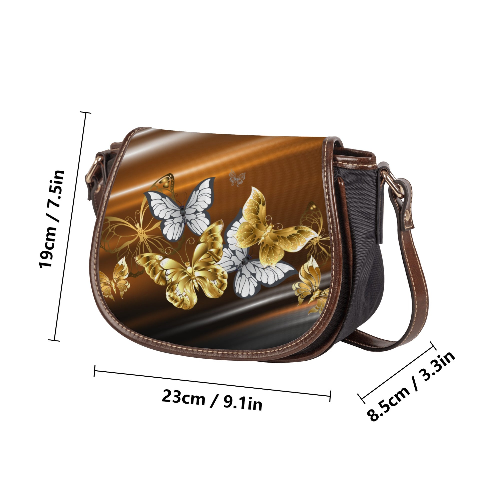 Copper Butterflies Saddle Bag - Handcrafted Stylish and Durable - Misfit Marketing Design Studios