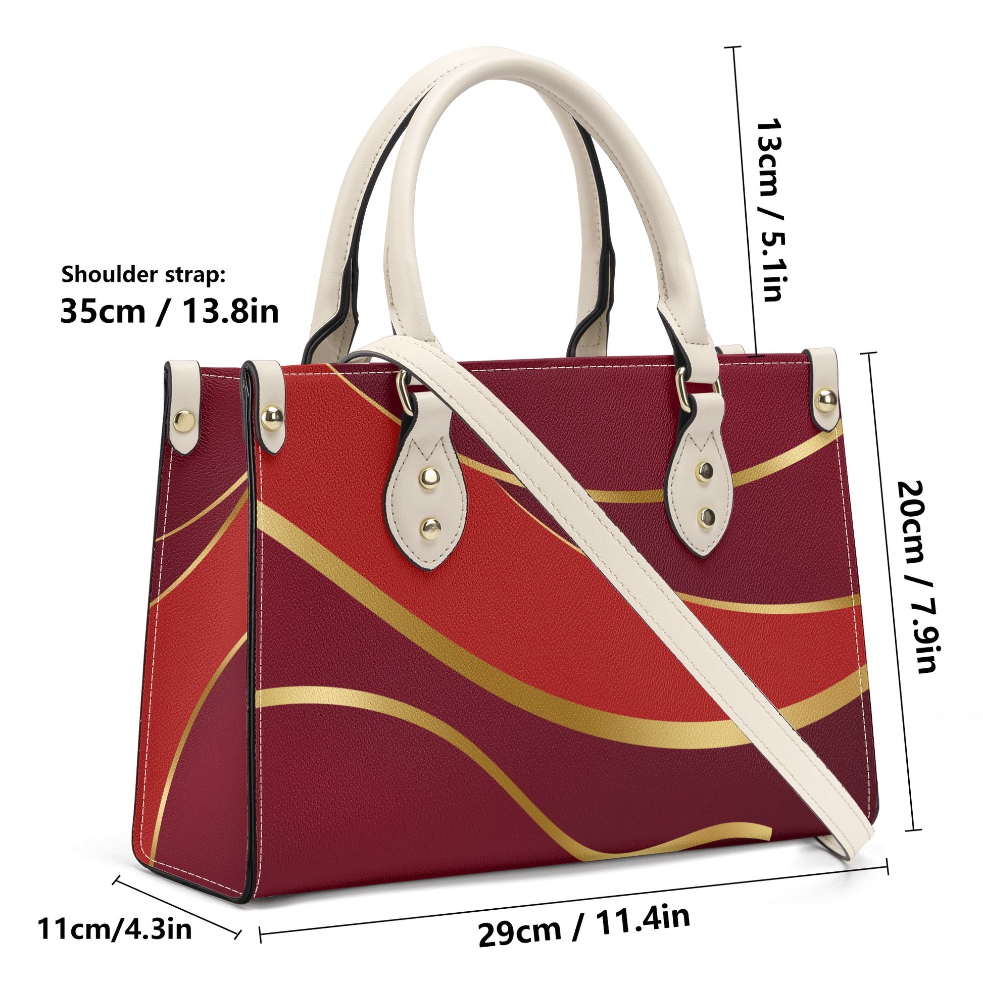 Burgundy Gold Faux Leather Handbag - Luxury Womens Fashion Accessory - Misfit Marketing Design Studios