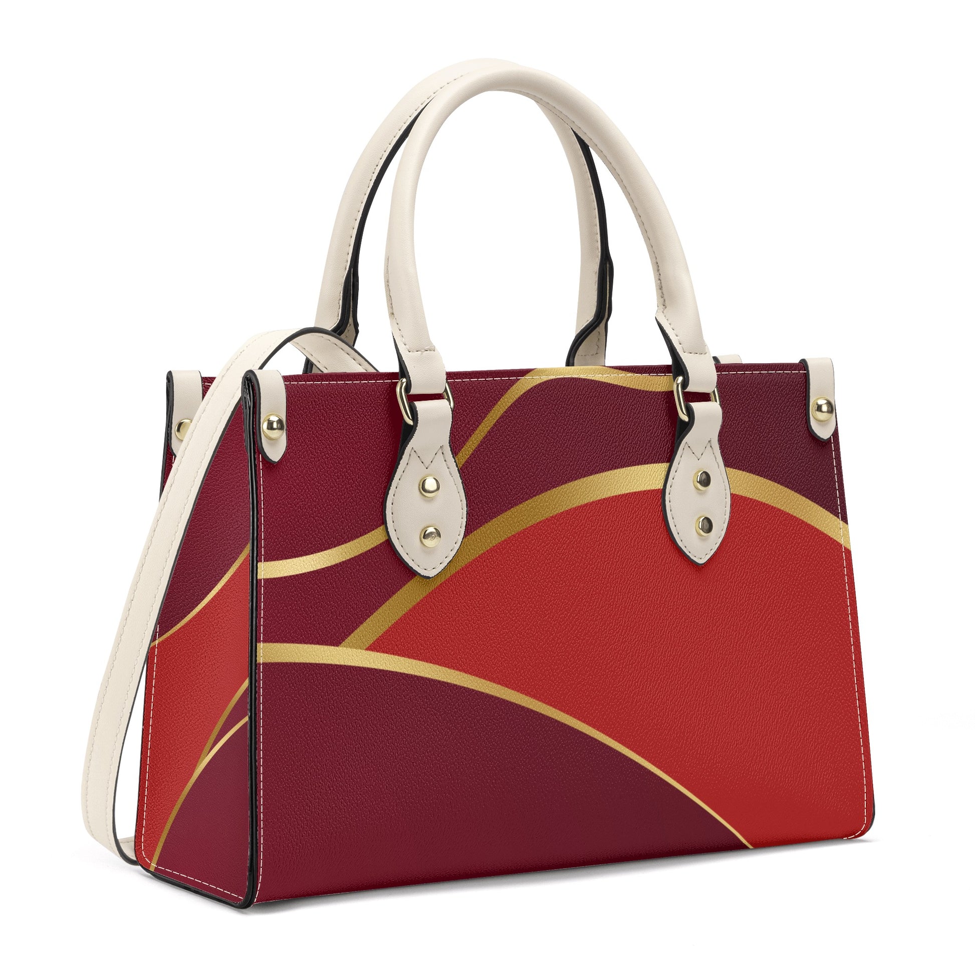 Burgundy Gold Faux Leather Handbag - Luxury Womens Fashion Accessory - Misfit Marketing Design Studios