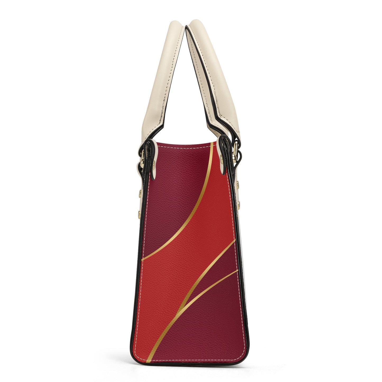 Burgundy Gold Faux Leather Handbag - Luxury Womens Fashion Accessory - Misfit Marketing Design Studios