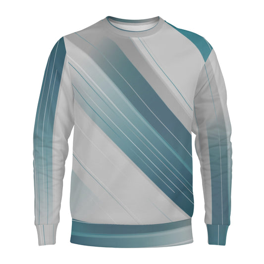 Mens Teal Striped Crew Neck Sweatshirt - Comfort and Style Combined - Misfit Marketing Design Studios