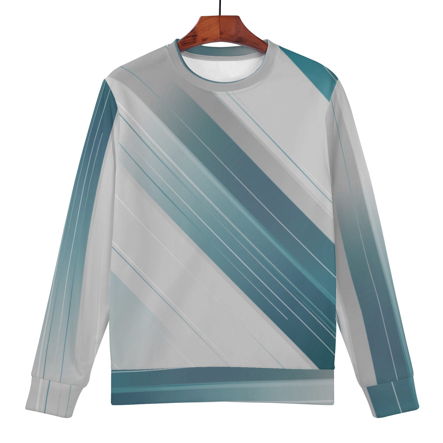 Mens Teal Striped Crew Neck Sweatshirt - Comfort and Style Combined - Misfit Marketing Design Studios