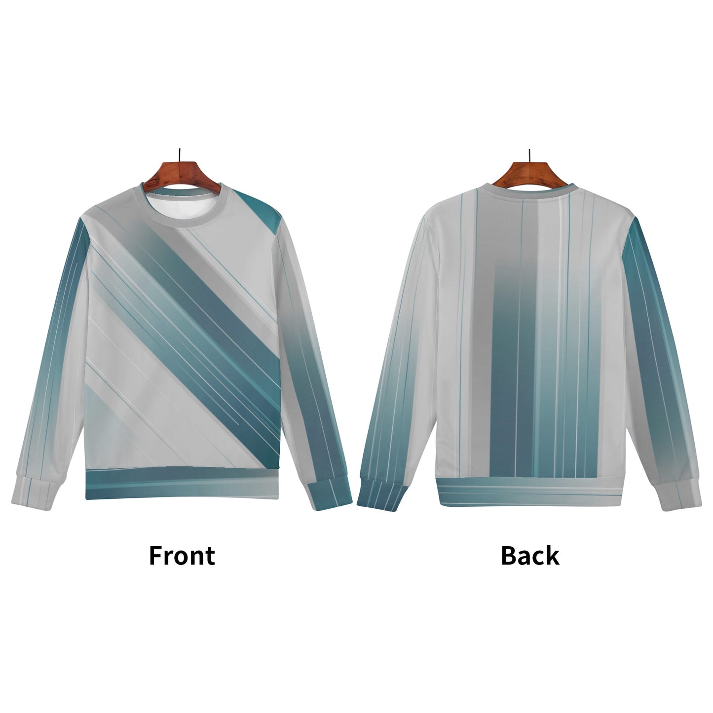 Mens Teal Striped Crew Neck Sweatshirt - Comfort and Style Combined - Misfit Marketing Design Studios