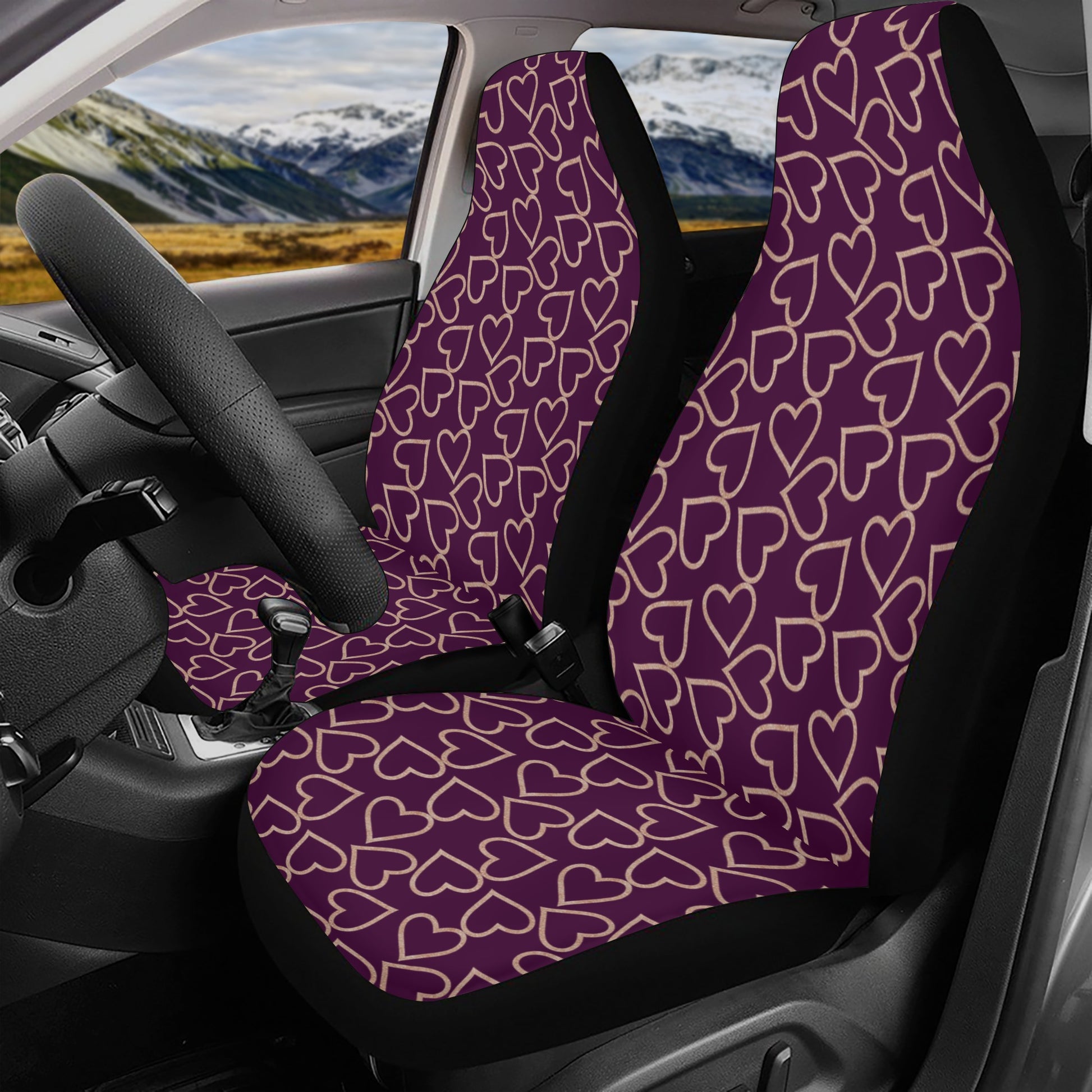 Violet Heart Medley Car Seat Cover Set - Easy to Clean and Stylish - Misfit Marketing Design Studios