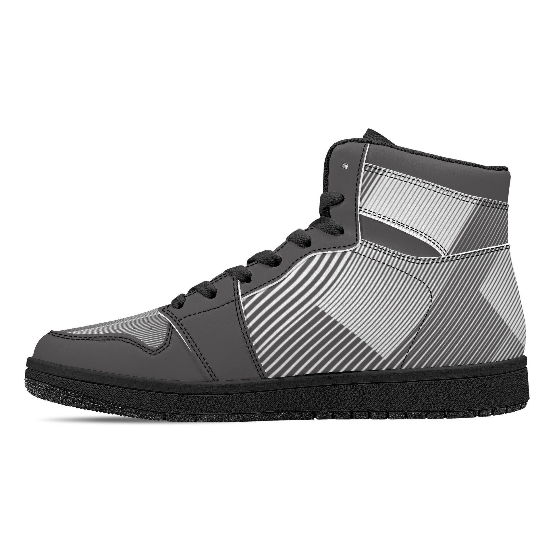 Mens Black and Gray Leather High Top Sneakers - Stylish and Durable - Misfit Marketing Design Studios