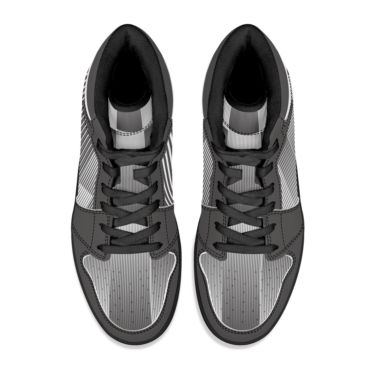 Mens Black and Gray Leather High Top Sneakers - Stylish and Durable - Misfit Marketing Design Studios