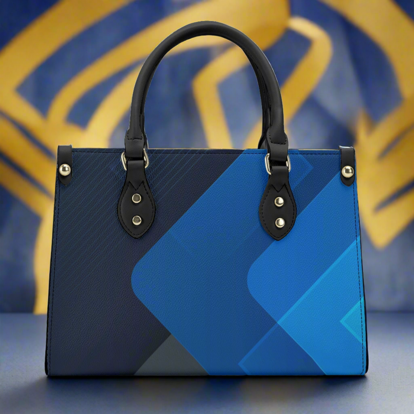 Bolso de lujo de cuero Art Déco azul oscuro: elegante y sofisticado