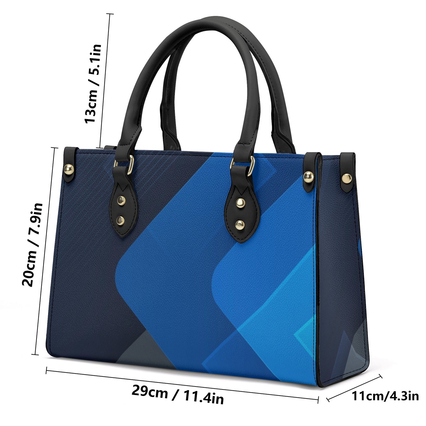 Dark Blue Art Deco Leather Luxury Handbag - Stylish and Sophisticated - Misfit Marketing Design Studios