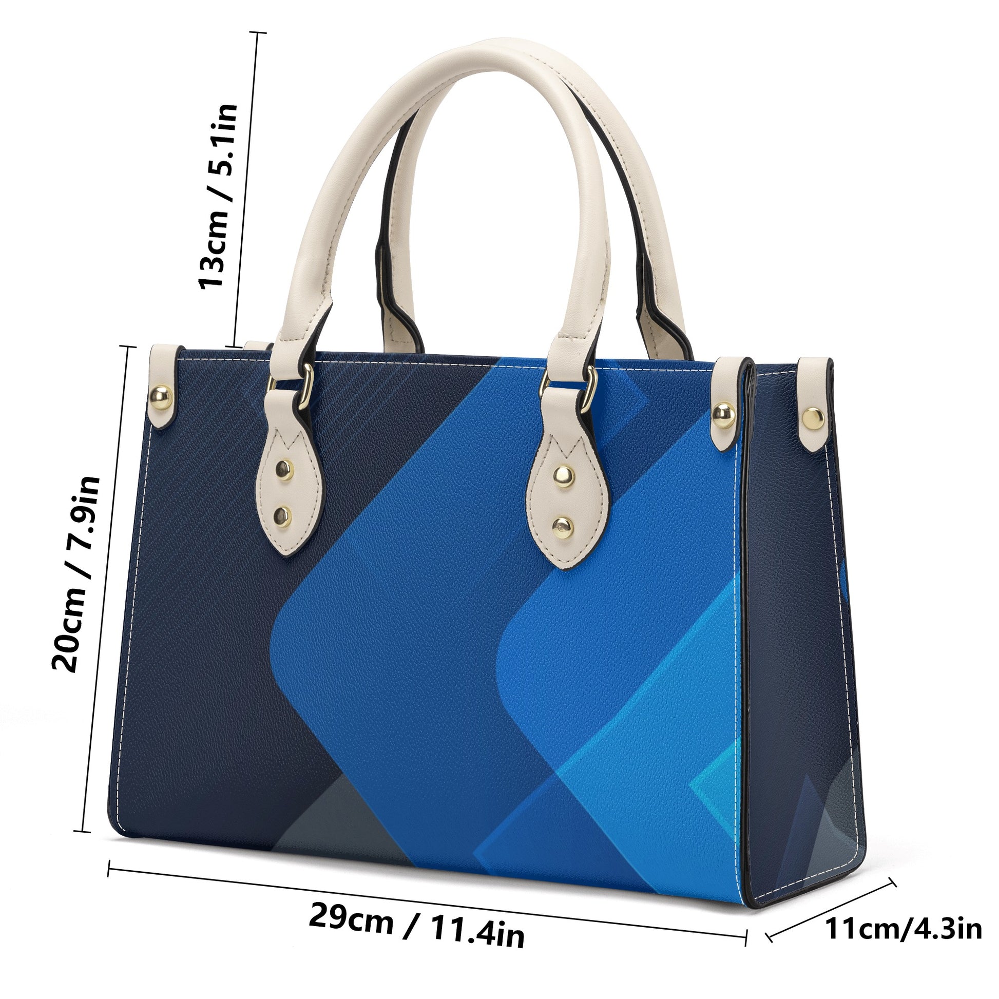 Dark Blue Art Deco Leather Luxury Handbag - Stylish and Sophisticated - Misfit Marketing Design Studios