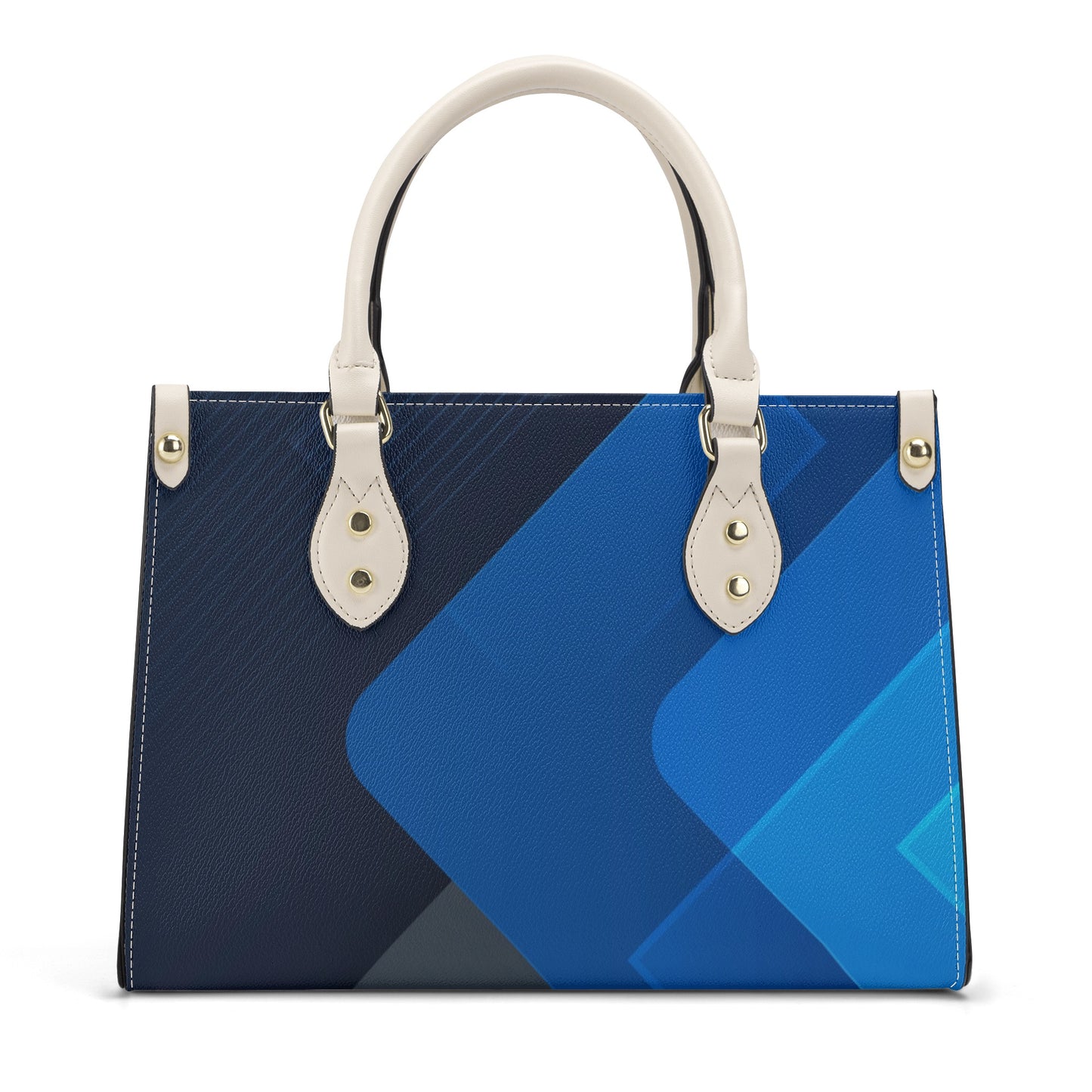 Dark Blue Art Deco Leather Luxury Handbag - Stylish and Sophisticated - Misfit Marketing Design Studios