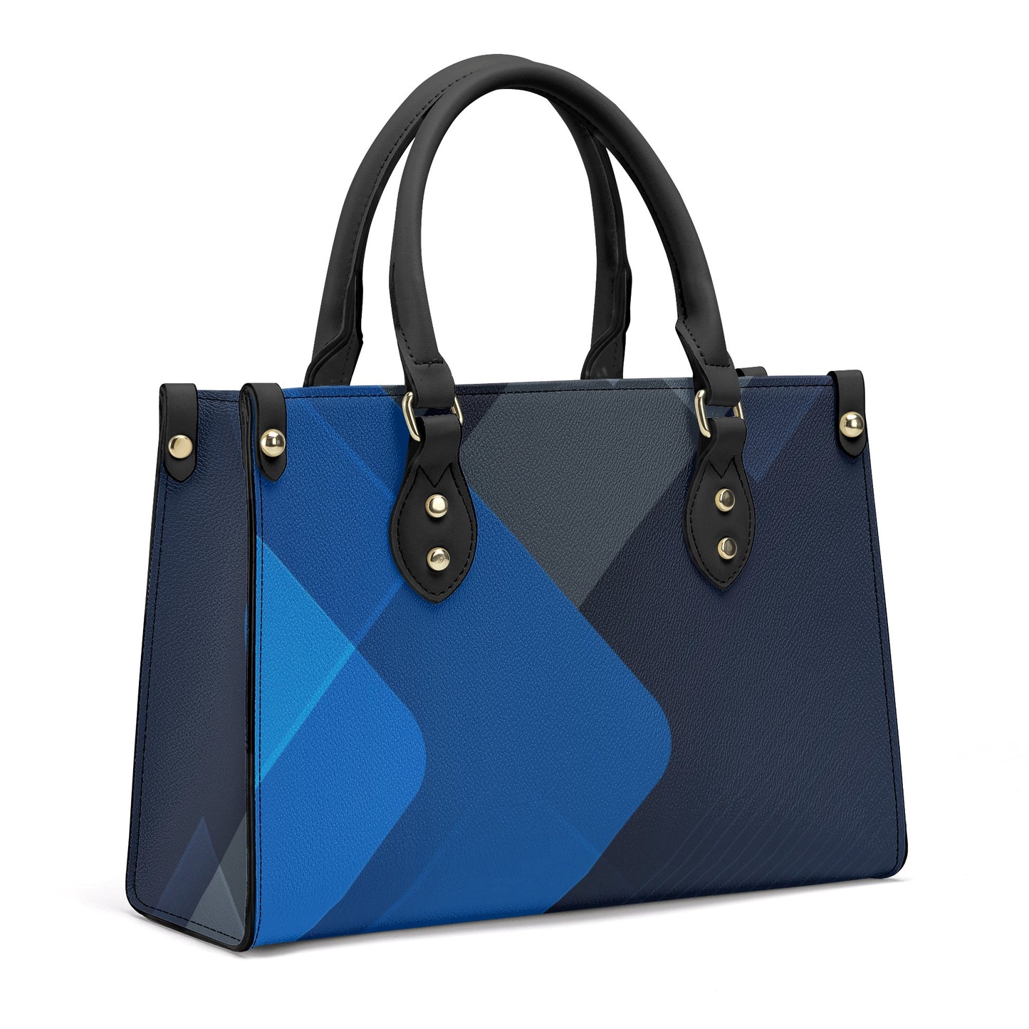 Dark Blue Art Deco Leather Luxury Handbag - Stylish and Sophisticated - Misfit Marketing Design Studios