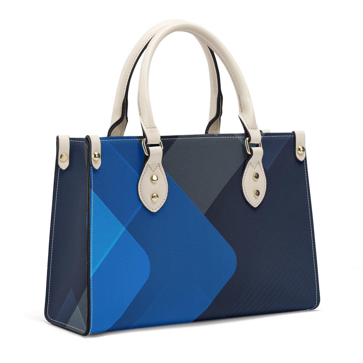 Dark Blue Art Deco Leather Luxury Handbag - Stylish and Sophisticated - Misfit Marketing Design Studios