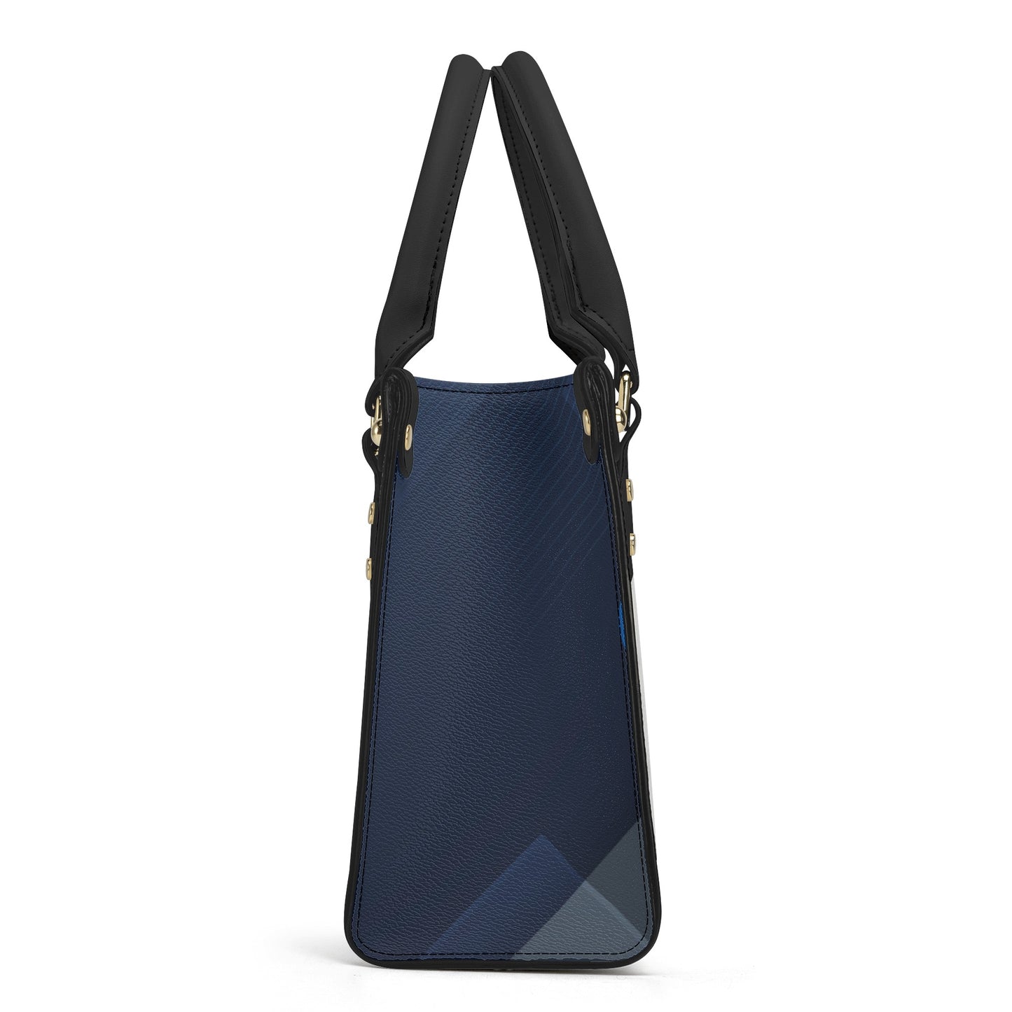 Dark Blue Art Deco Leather Luxury Handbag - Stylish and Sophisticated - Misfit Marketing Design Studios