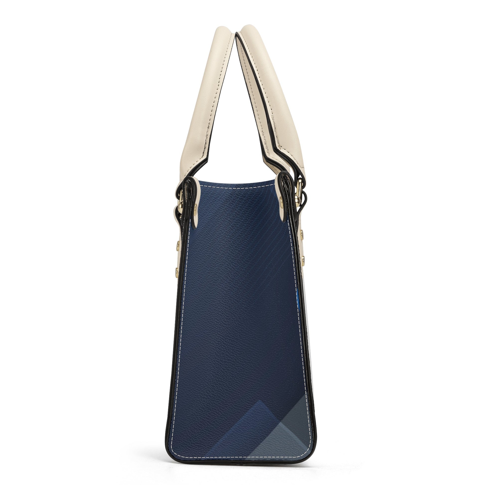 Dark Blue Art Deco Leather Luxury Handbag - Stylish and Sophisticated - Misfit Marketing Design Studios