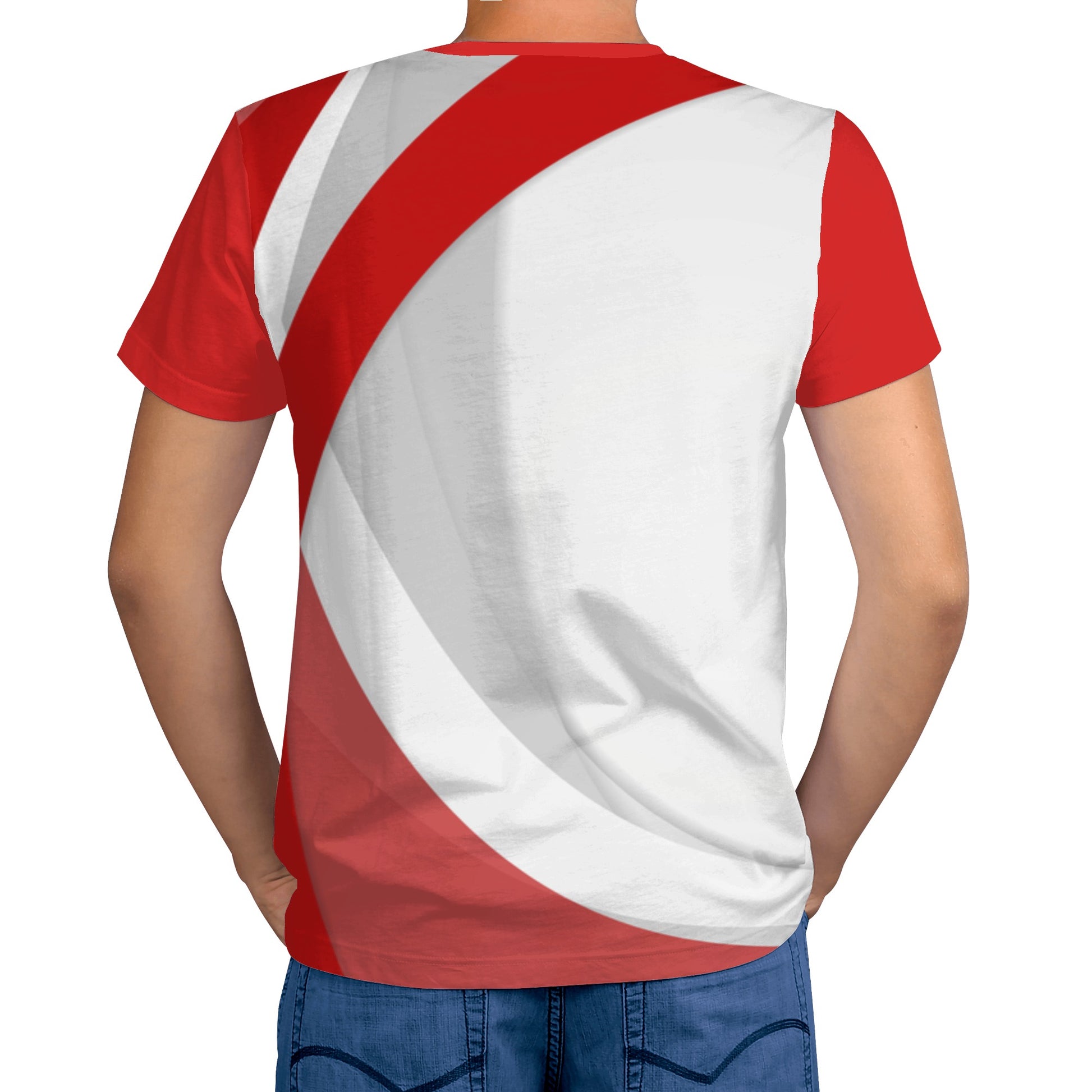 Red Wavy Abstract Mens T-Shirt - Stylish and Unique Design - Misfit Marketing Design Studios