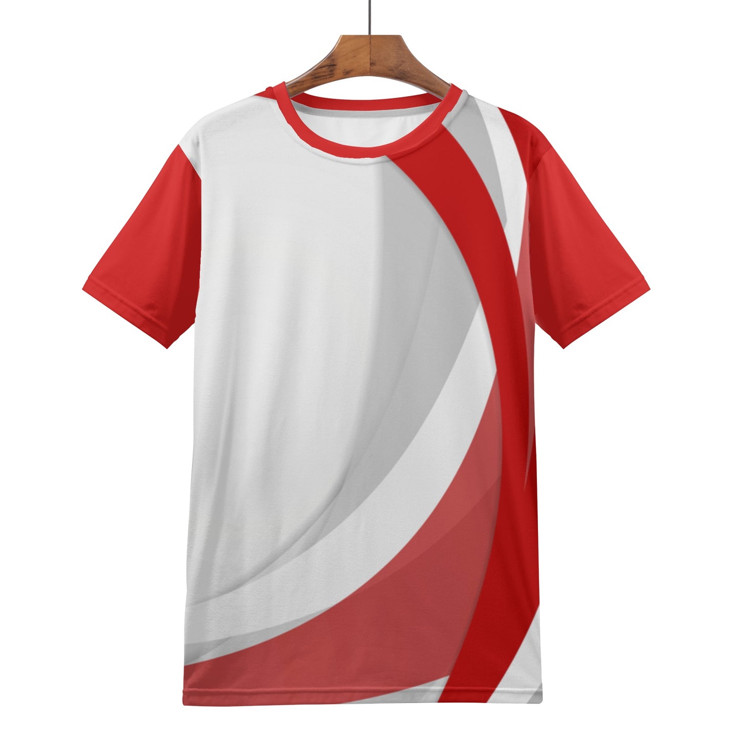 Red Wavy Abstract Mens T-Shirt - Stylish and Unique Design - Misfit Marketing Design Studios