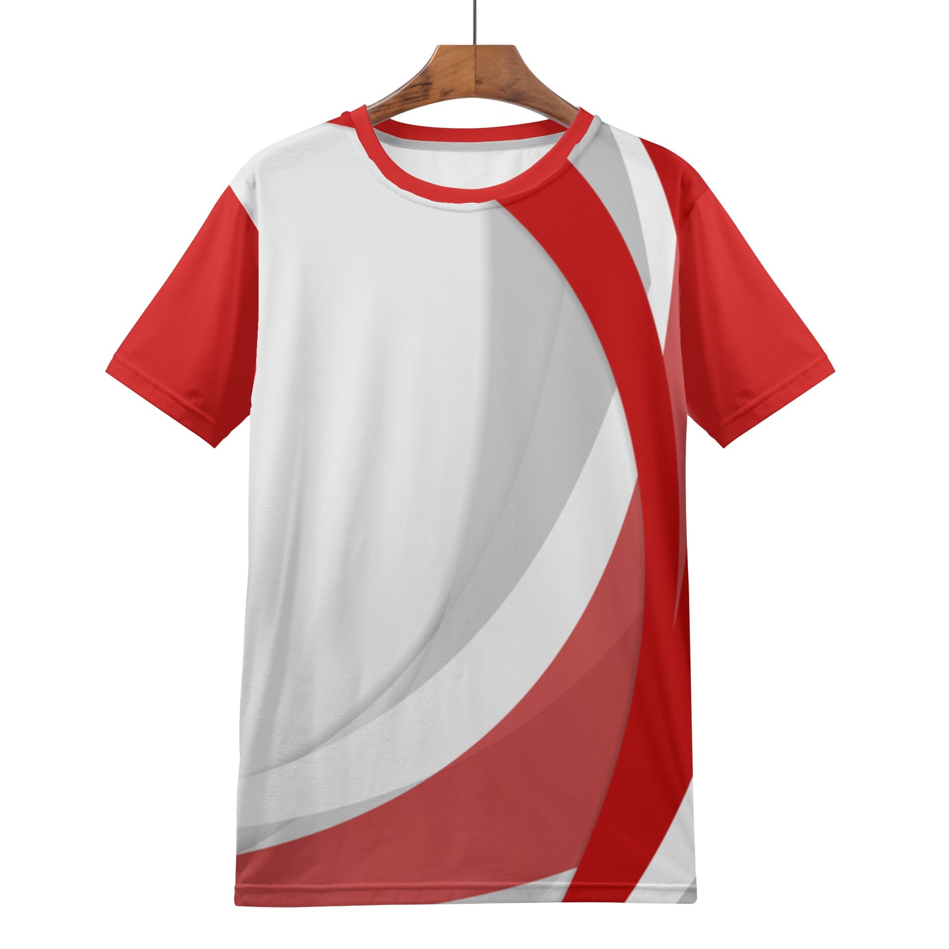 Red Wavy Abstract Mens T-Shirt - Stylish and Unique Design - Misfit Marketing Design Studios