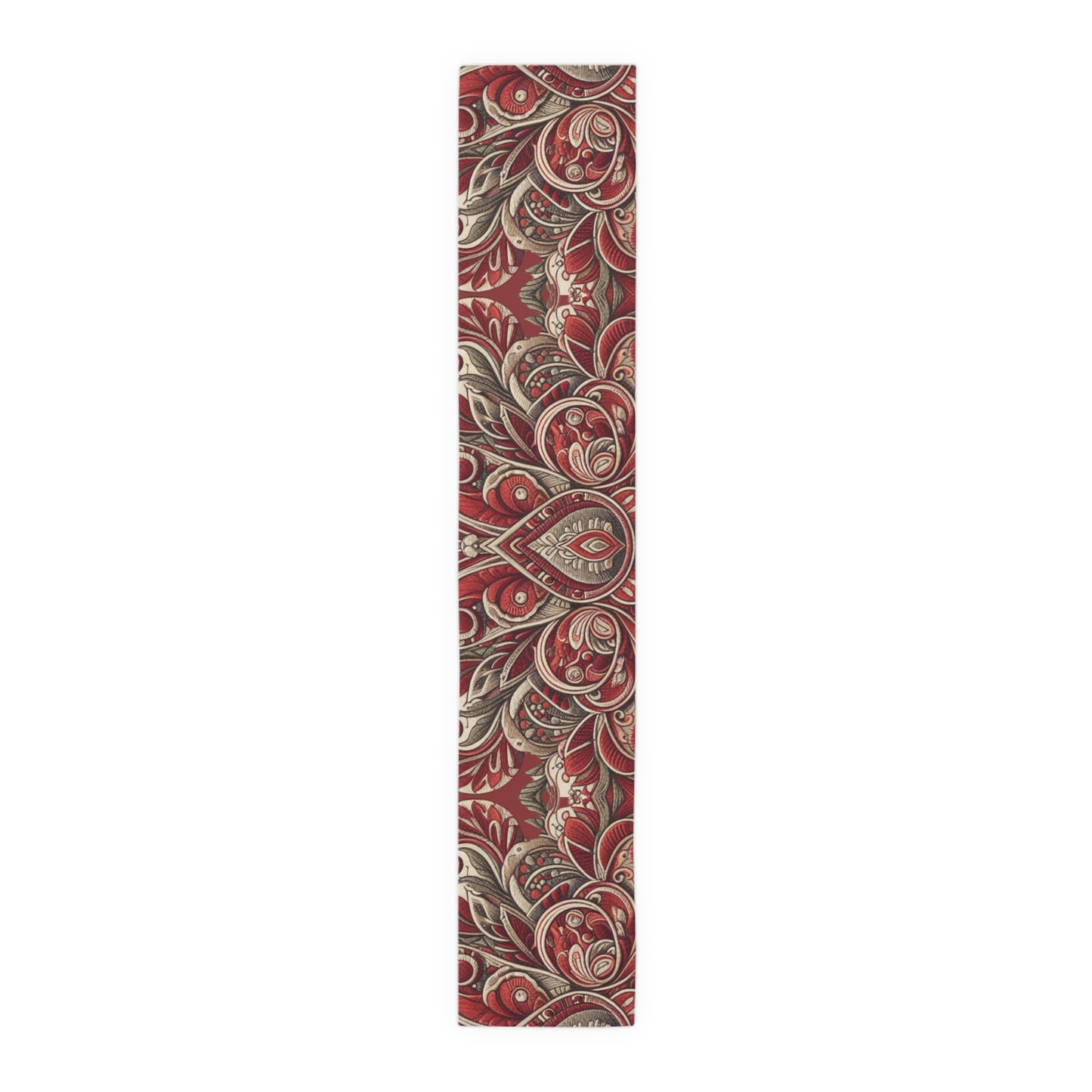 Burgundy Floral Pattern Table Runner