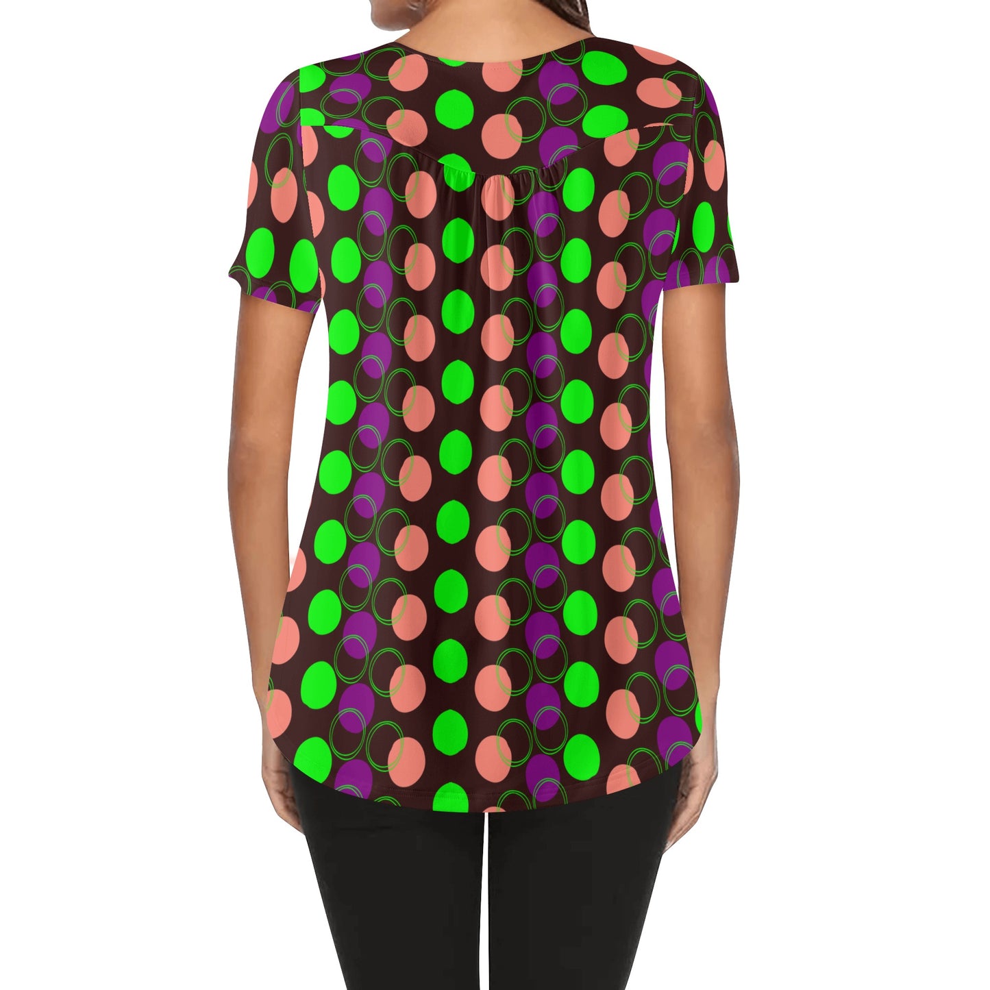 Polka Dot Women's Loose Blouse - Scoop Neck for Casual Style - Misfit Marketing Design Studios