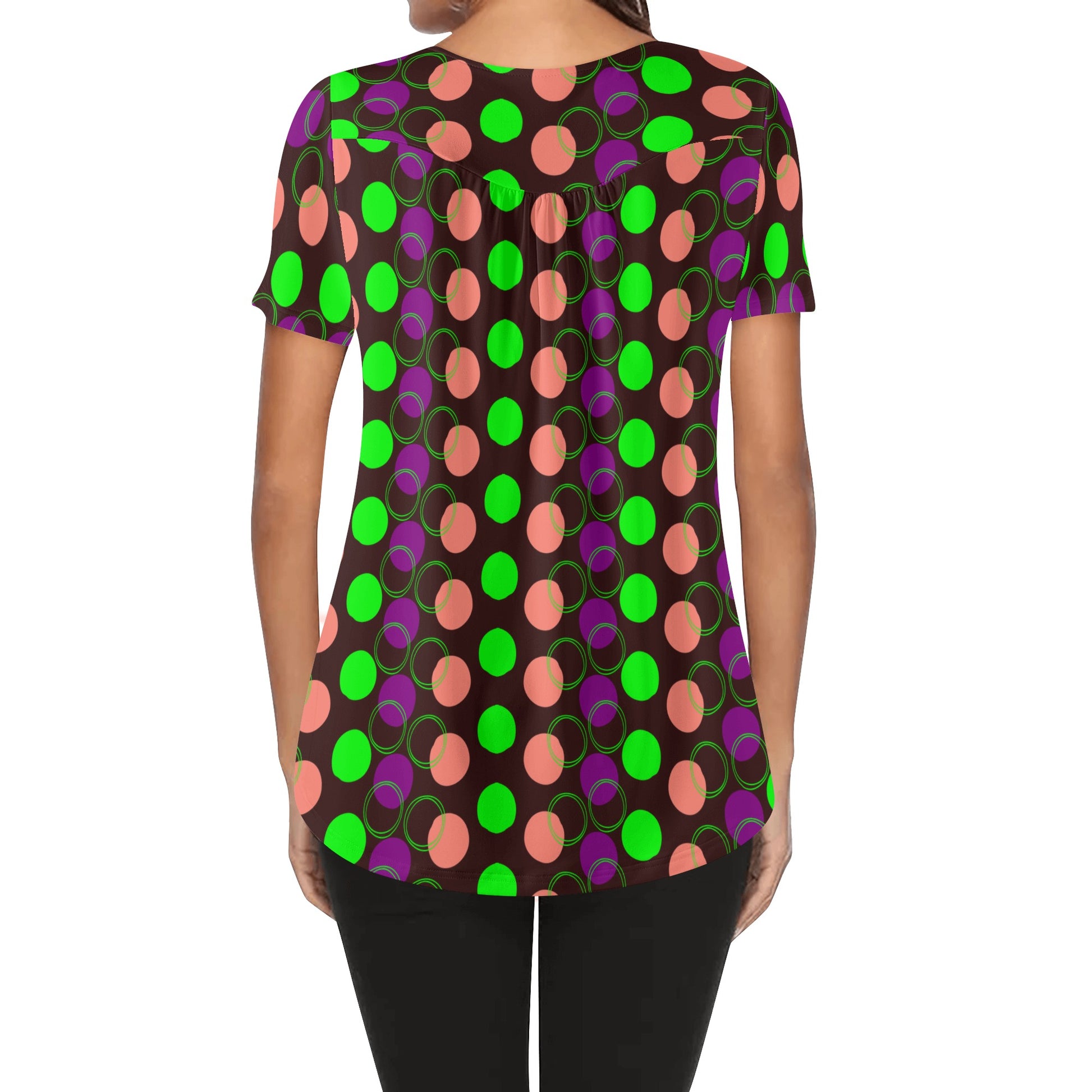 Polka Dot Women's Loose Blouse - Scoop Neck for Casual Style - Misfit Marketing Design Studios