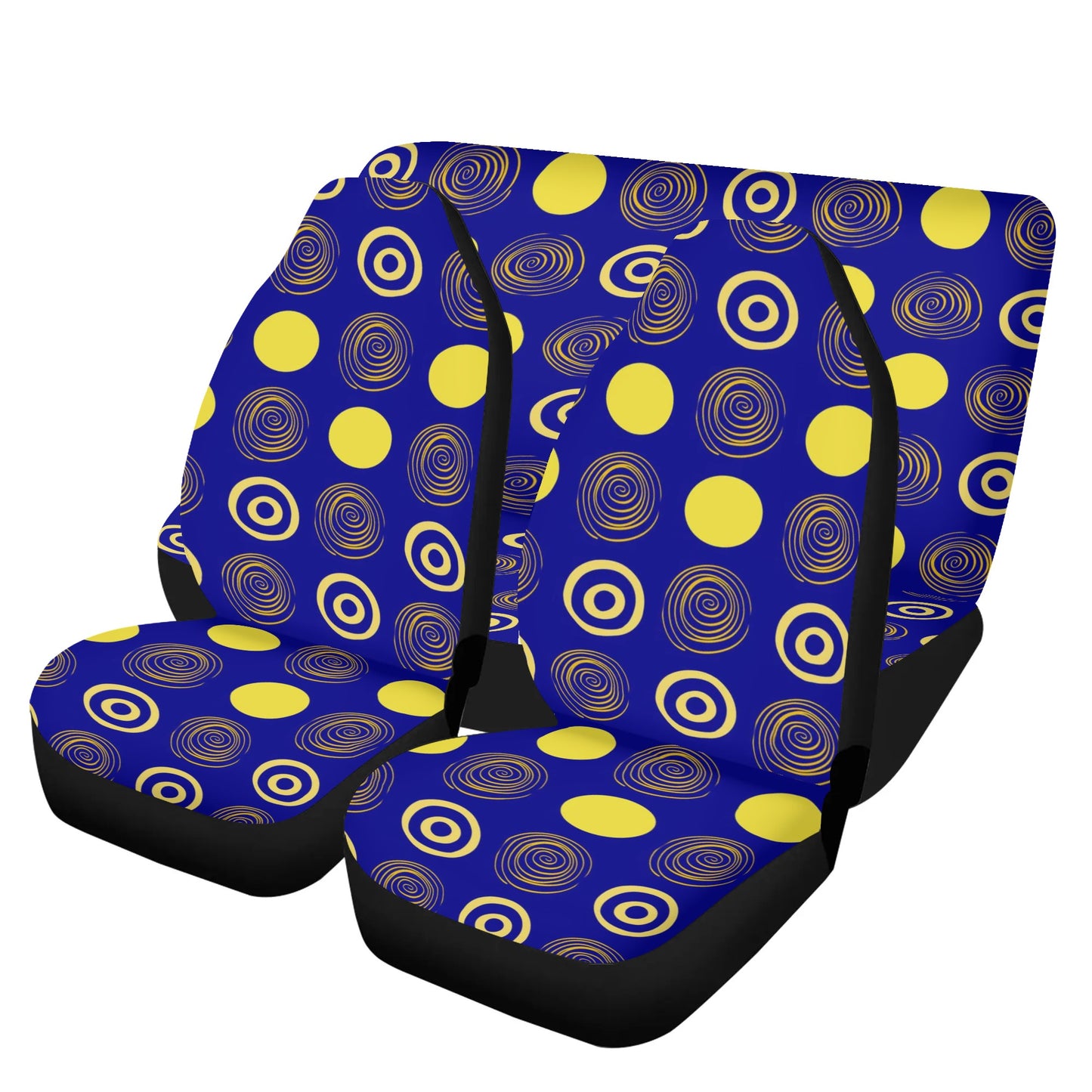 Dark Blue Funky Dots Car Seat Cover Set