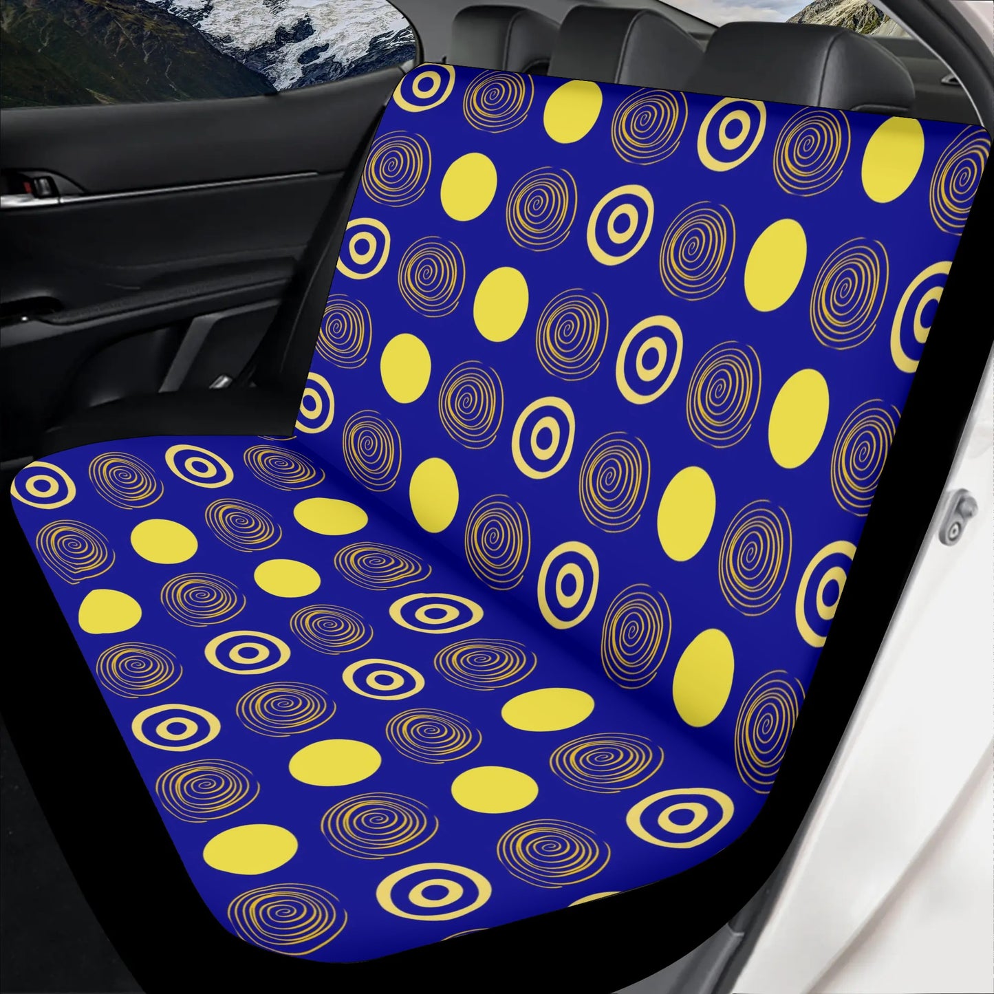 Dark Blue Funky Dots Car Seat Cover Set